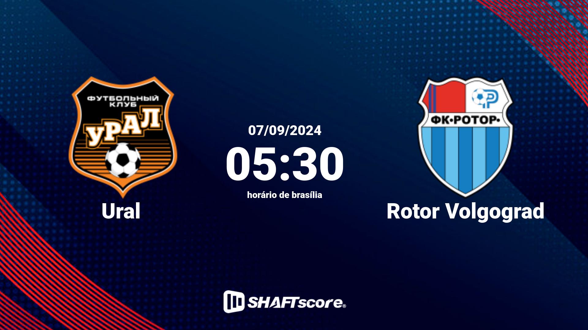 Estatísticas do jogo Ural vs Rotor Volgograd 07.09 05:30