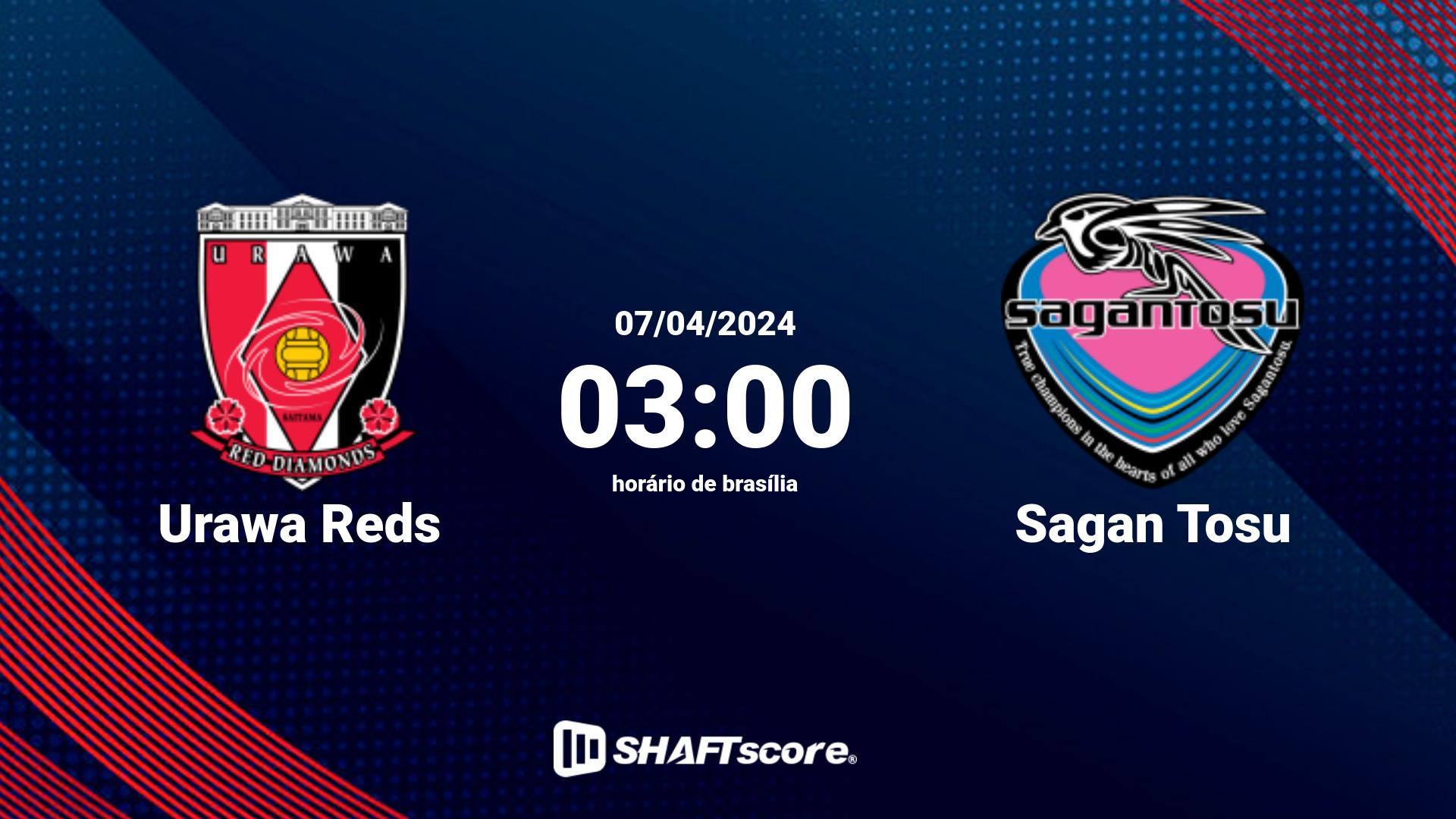 Estatísticas do jogo Urawa Reds vs Sagan Tosu 07.04 03:00