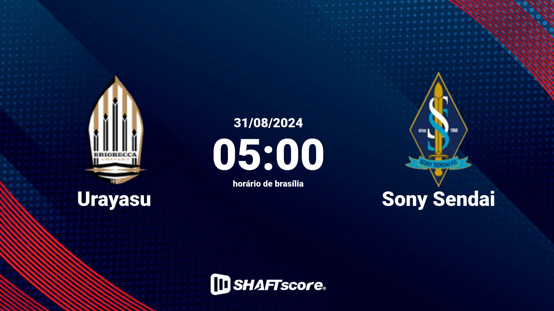 Estatísticas do jogo Urayasu vs Sony Sendai 31.08 05:00