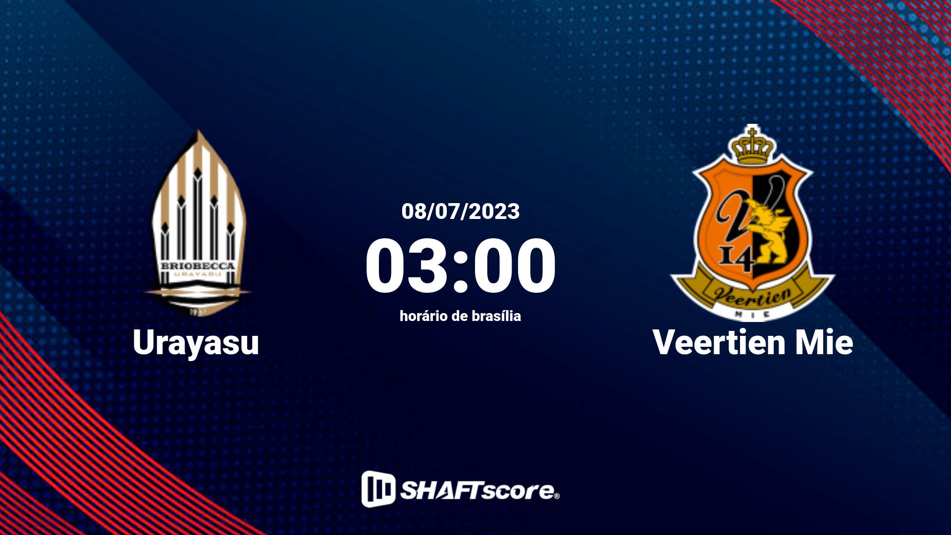 Estatísticas do jogo Urayasu vs Veertien Mie 08.07 03:00