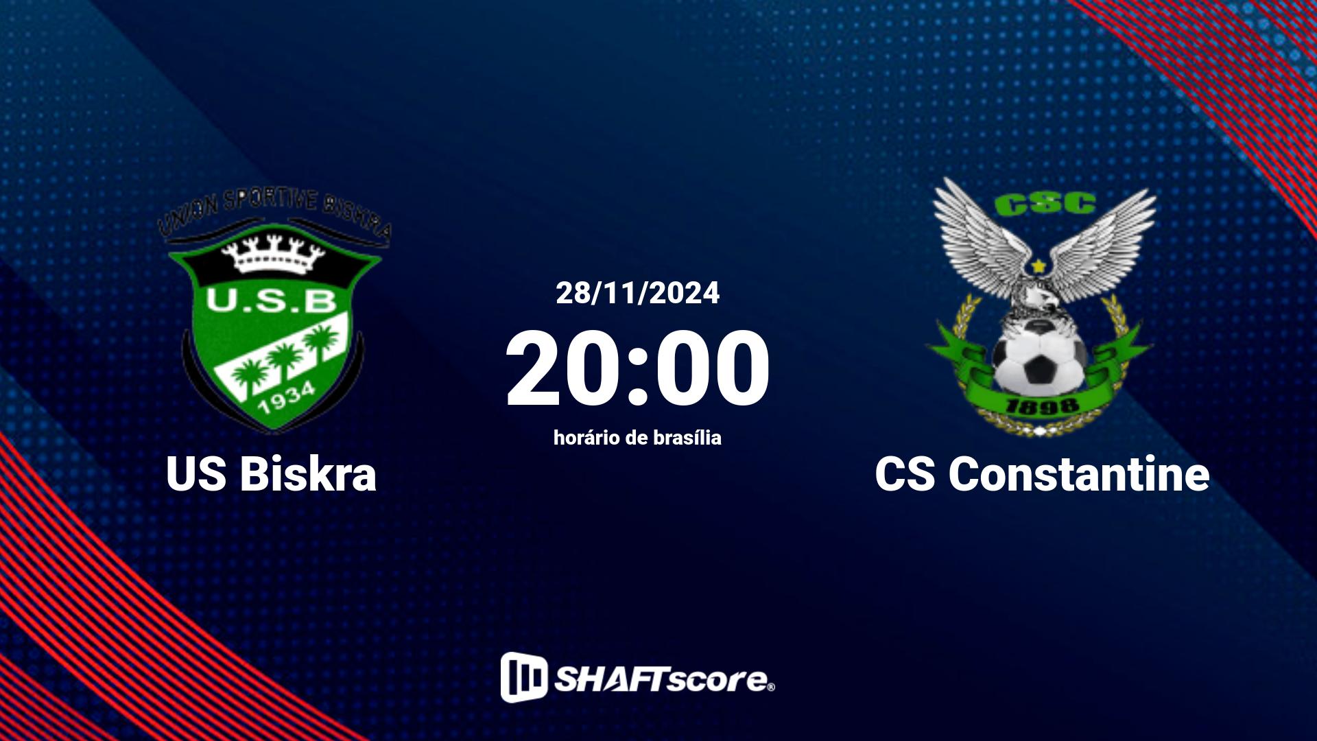 Estatísticas do jogo US Biskra vs CS Constantine 28.11 20:00