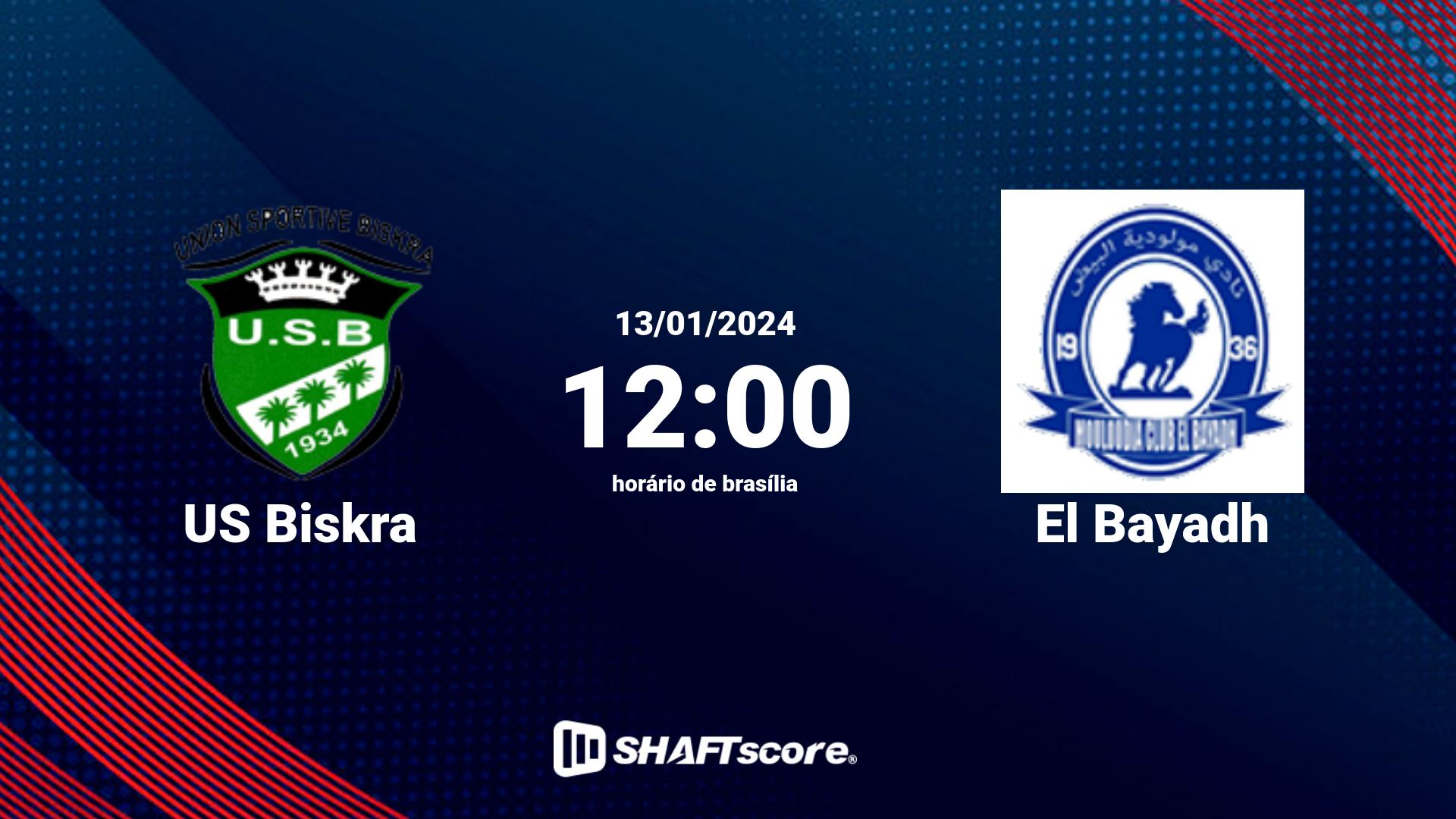 Estatísticas do jogo US Biskra vs El Bayadh 13.01 12:00