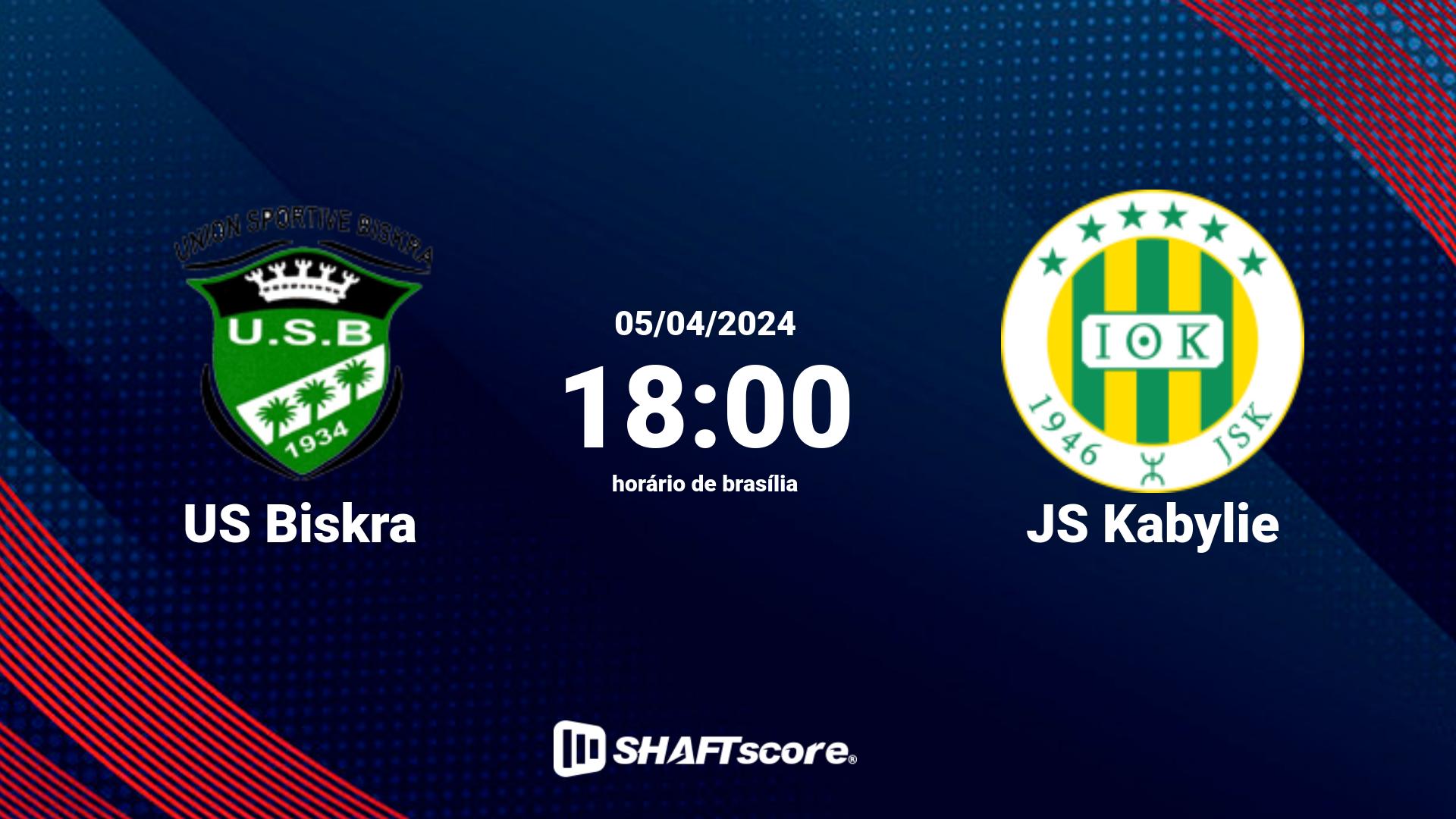 Estatísticas do jogo US Biskra vs JS Kabylie 05.04 18:00