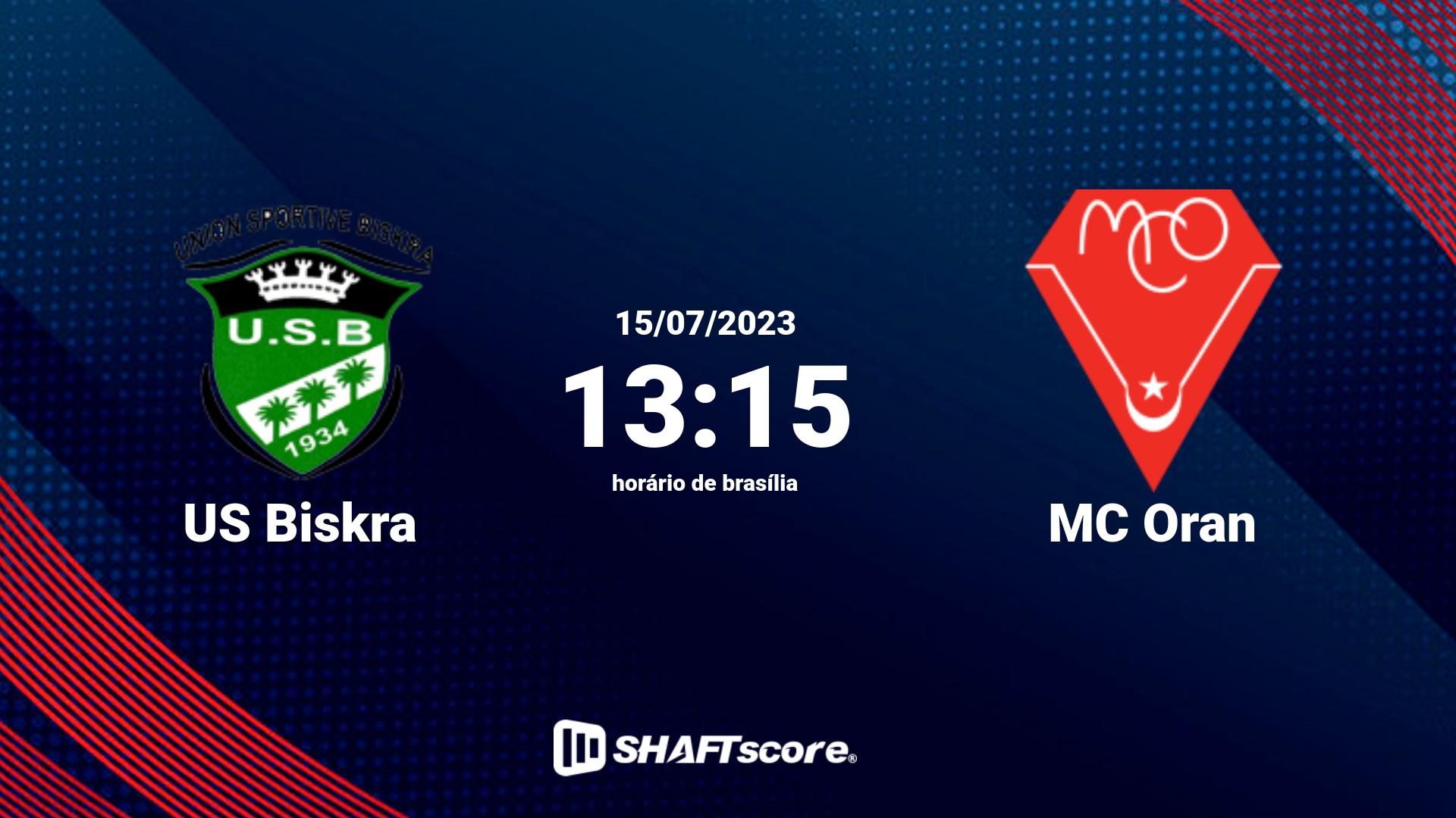 Estatísticas do jogo US Biskra vs MC Oran 15.07 13:15