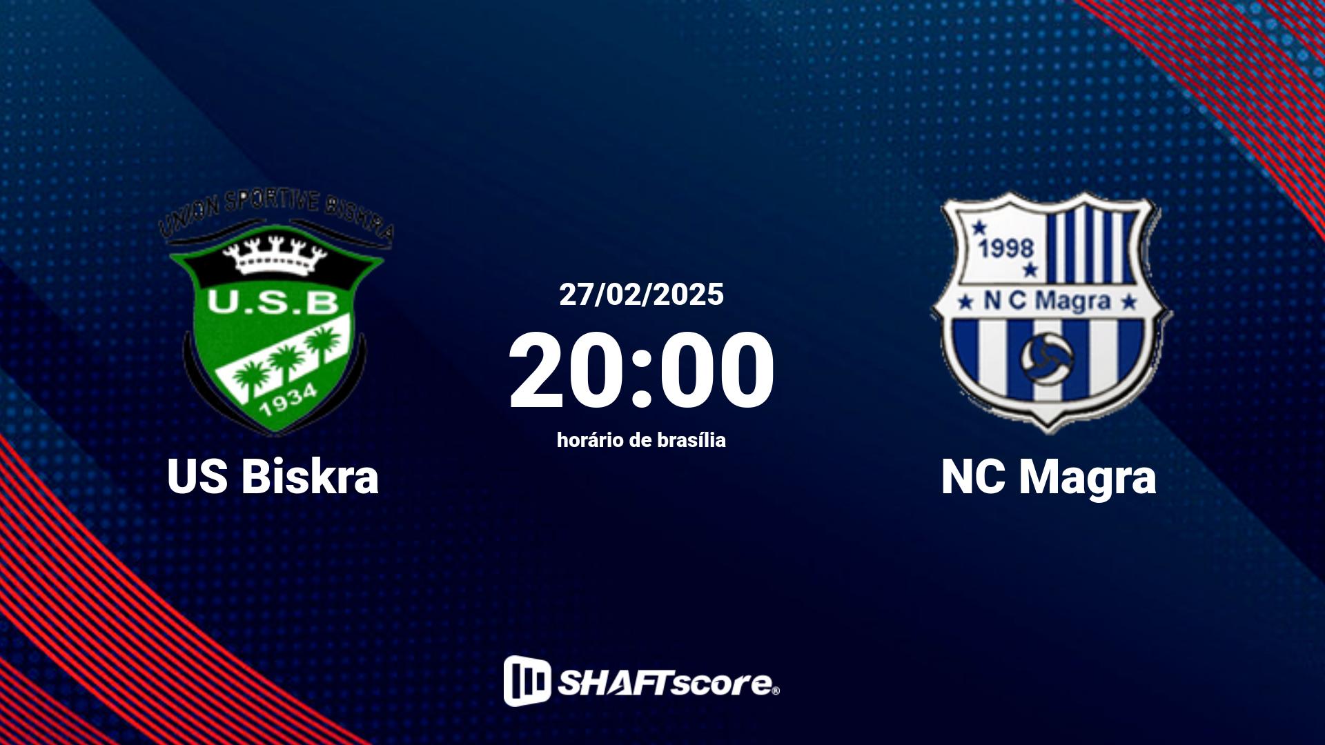 Estatísticas do jogo US Biskra vs NC Magra 27.02 20:00