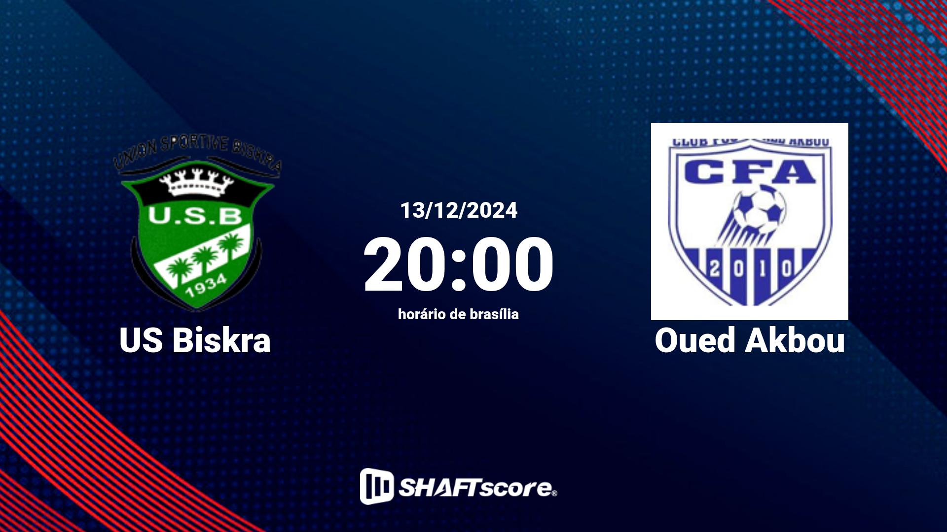 Estatísticas do jogo US Biskra vs Oued Akbou 13.12 20:00