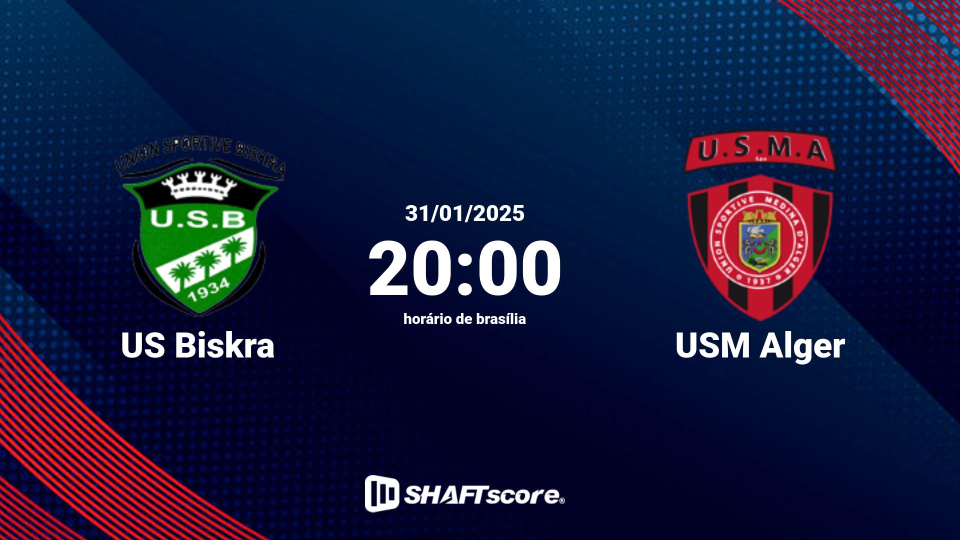 Estatísticas do jogo US Biskra vs USM Alger 31.01 20:00