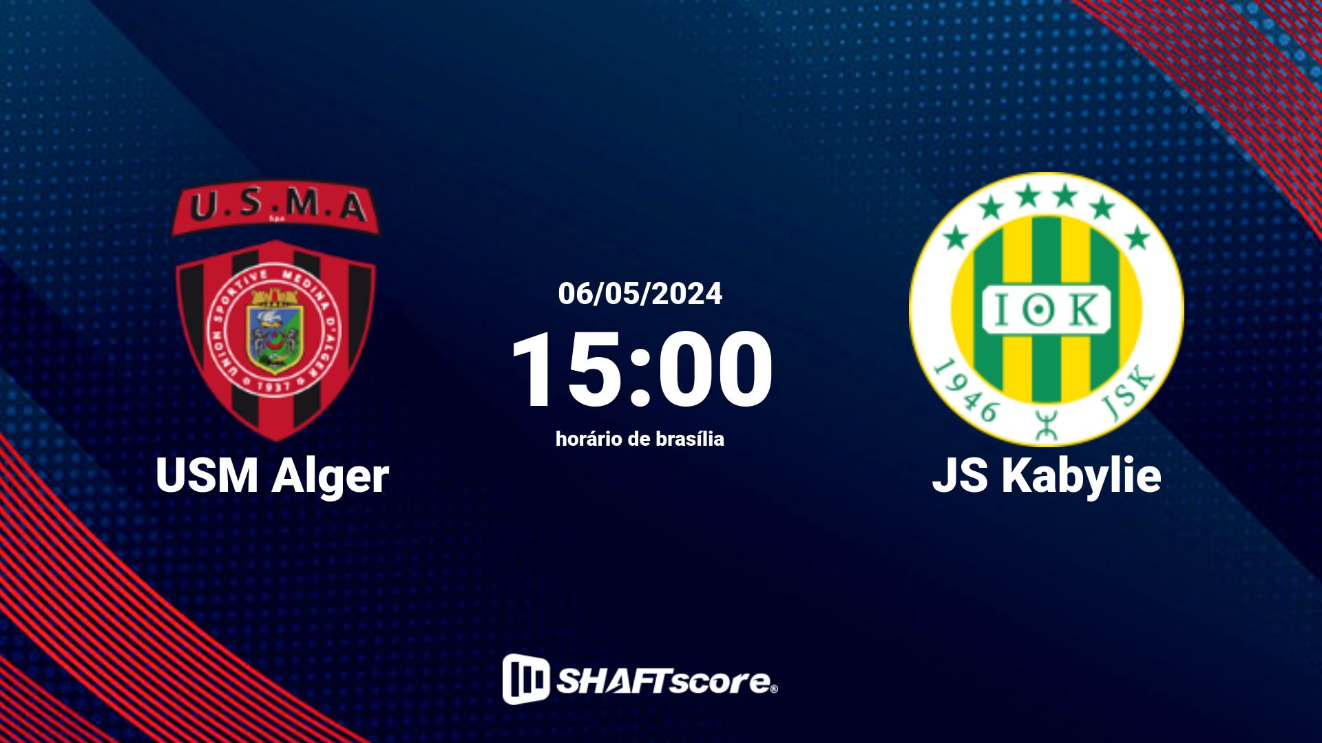 Estatísticas do jogo USM Alger vs JS Kabylie 06.05 15:00