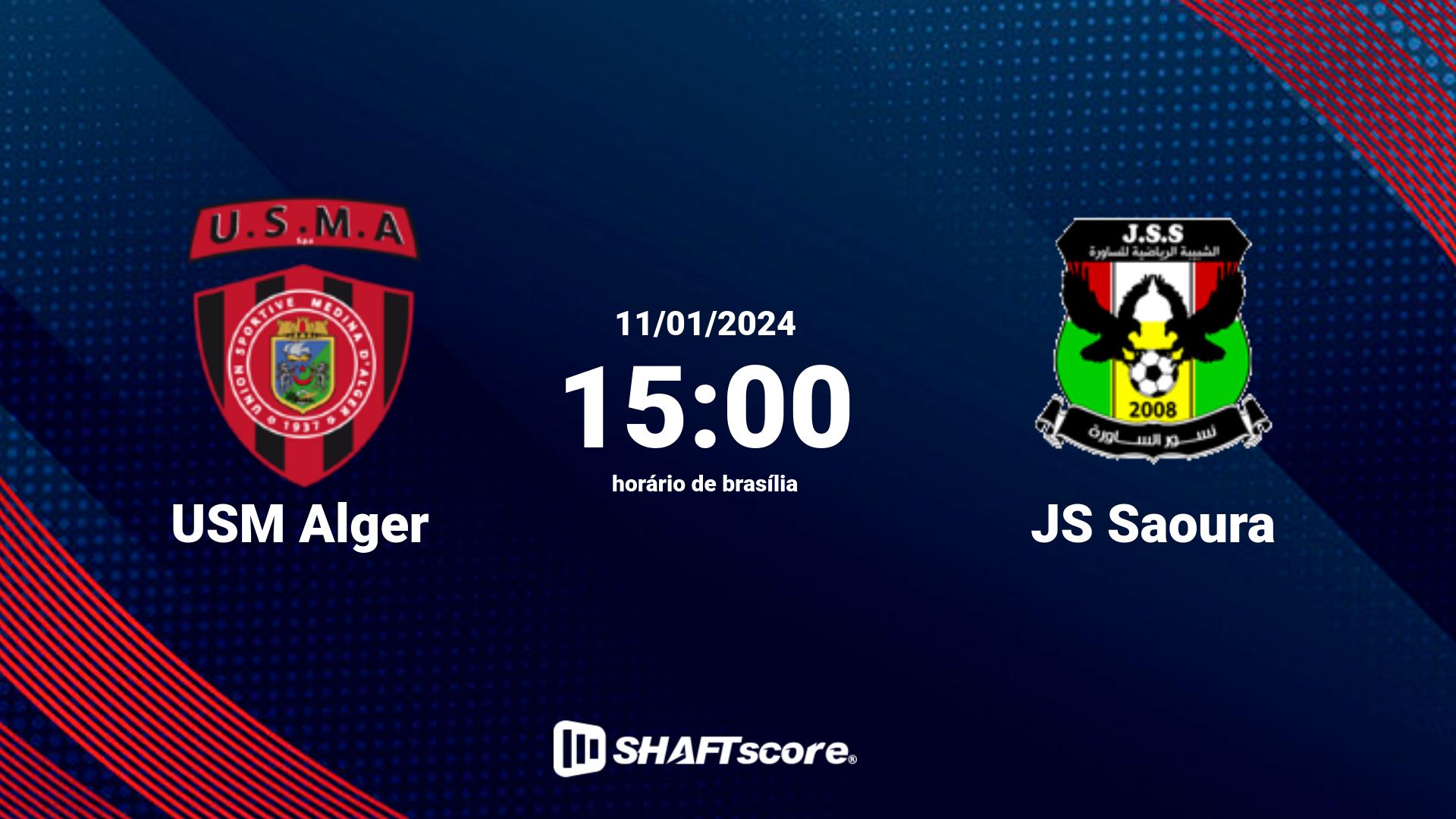 Estatísticas do jogo USM Alger vs JS Saoura 11.01 15:00