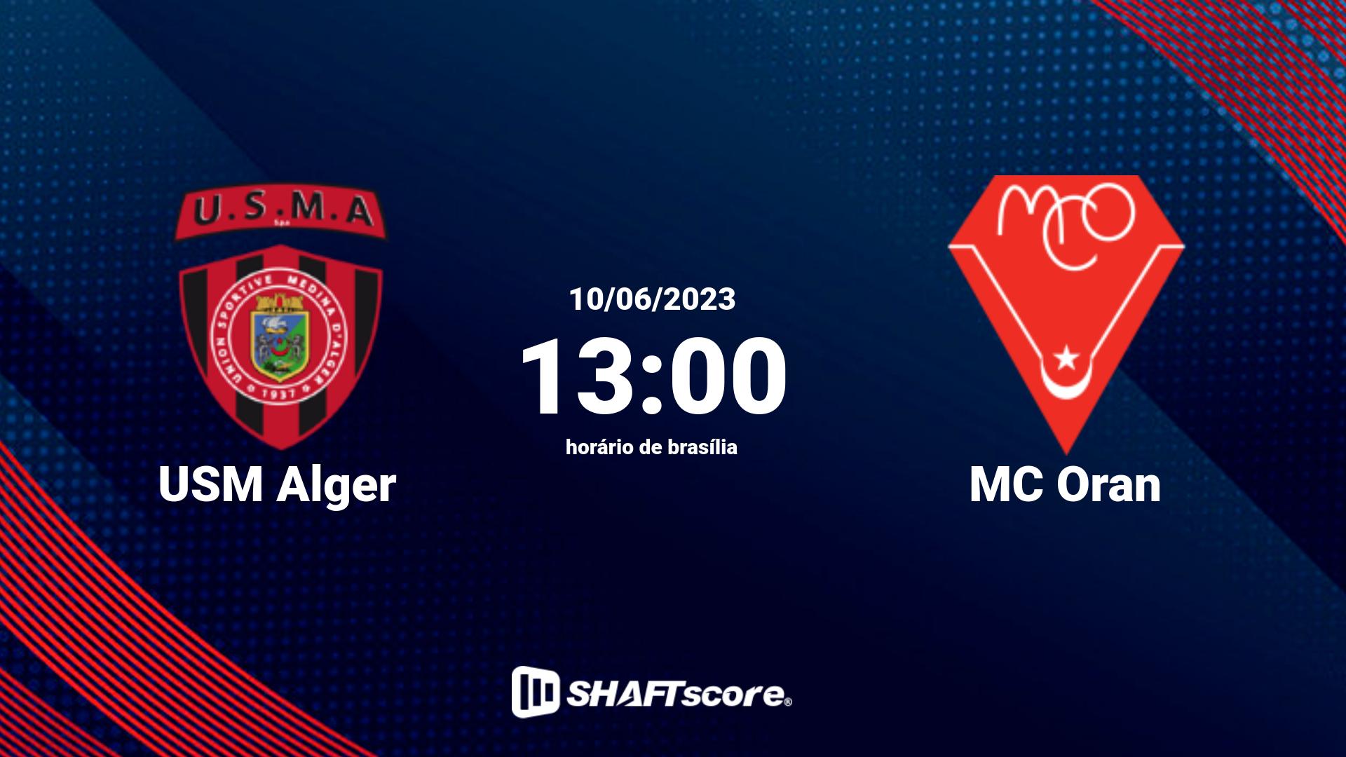 Estatísticas do jogo USM Alger vs MC Oran 10.06 13:00