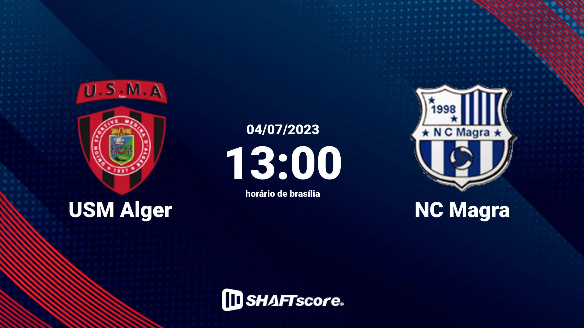 Estatísticas do jogo USM Alger vs NC Magra 04.07 13:00