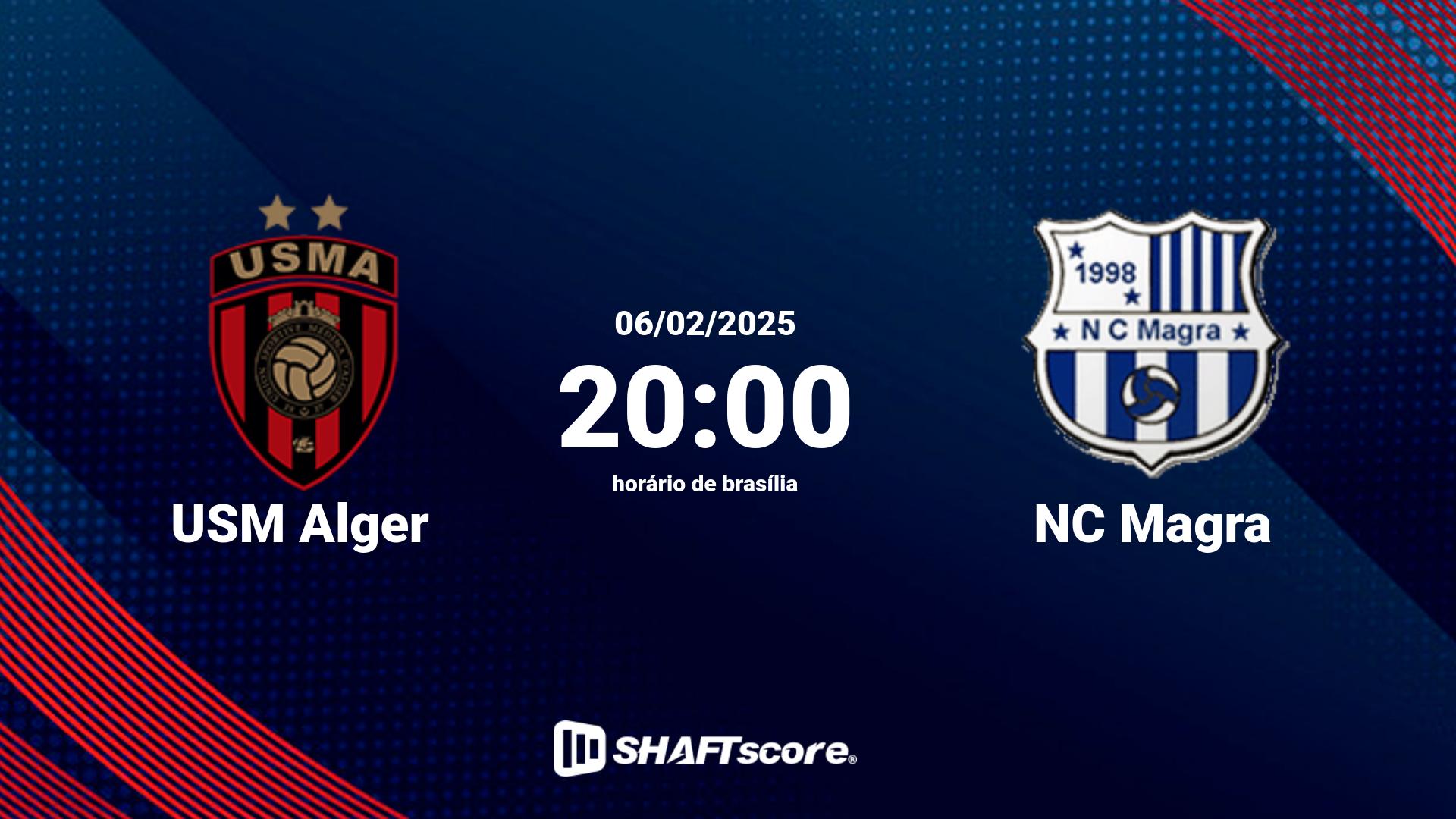 Estatísticas do jogo USM Alger vs NC Magra 06.02 20:00