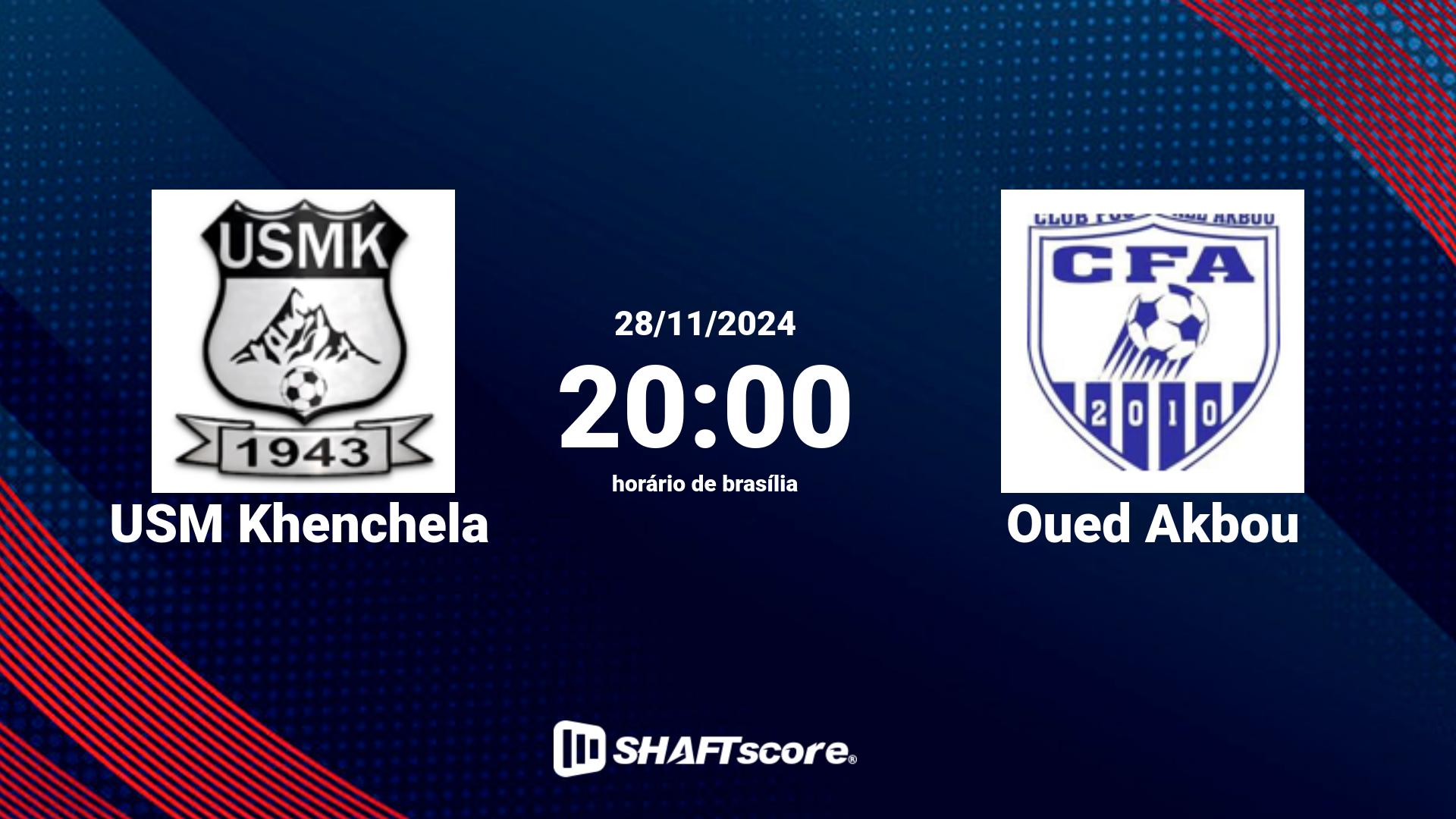 Estatísticas do jogo USM Khenchela vs Oued Akbou 28.11 20:00