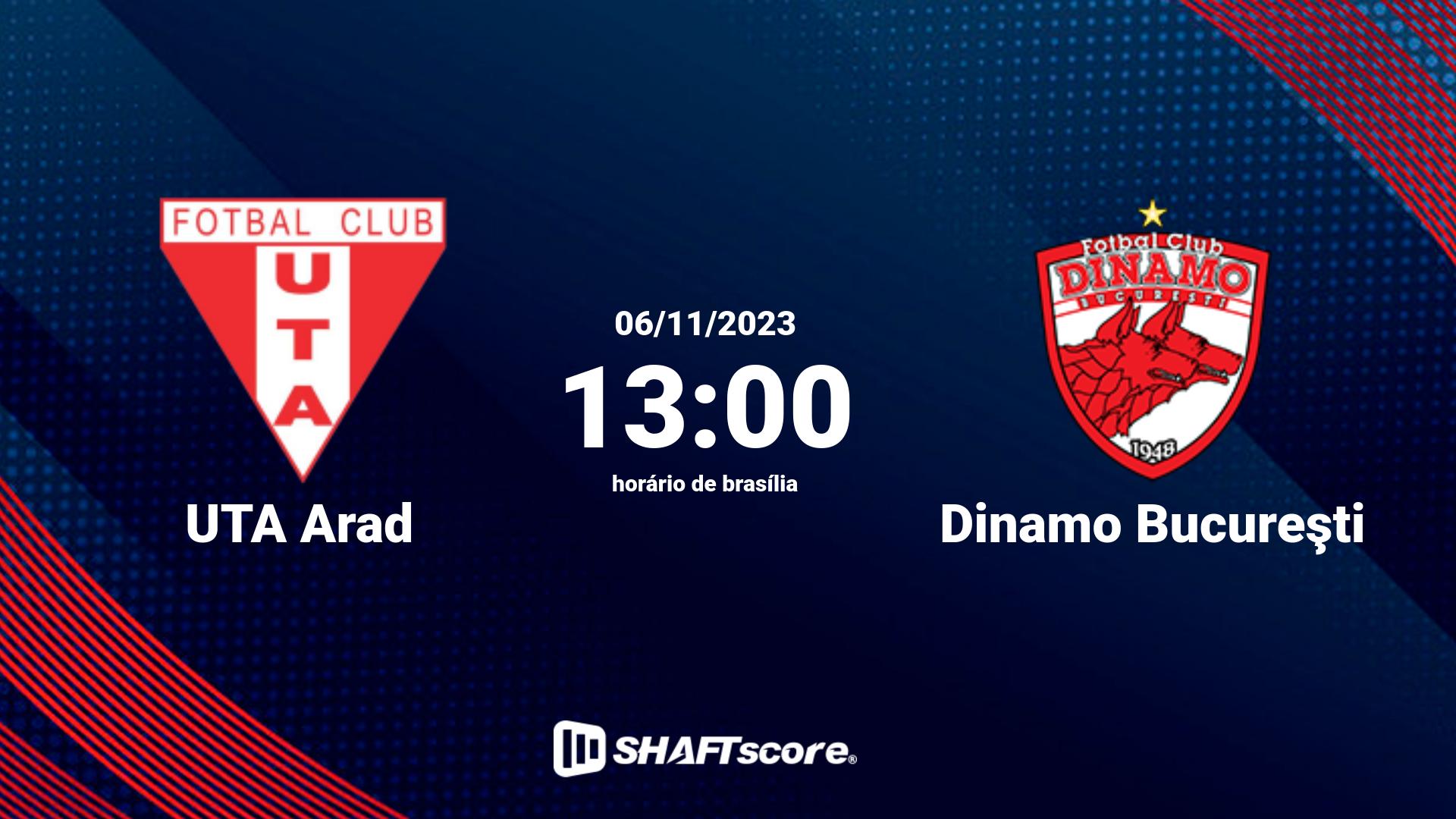 Estatísticas do jogo UTA Arad vs Dinamo Bucureşti 06.11 13:00