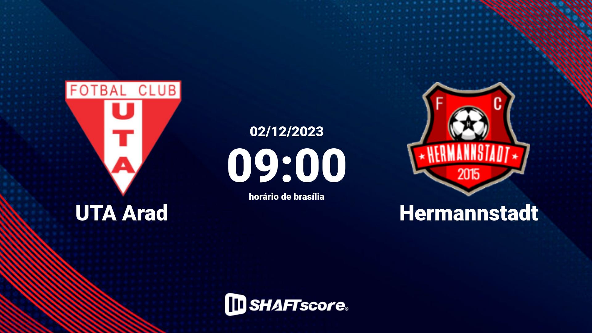 Estatísticas do jogo UTA Arad vs Hermannstadt 02.12 09:00