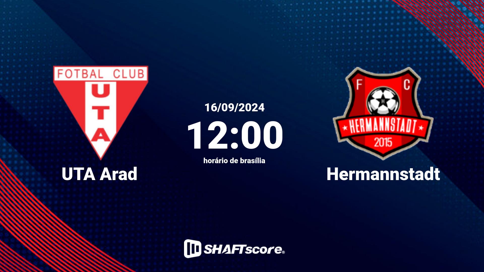 Estatísticas do jogo UTA Arad vs Hermannstadt 16.09 12:00