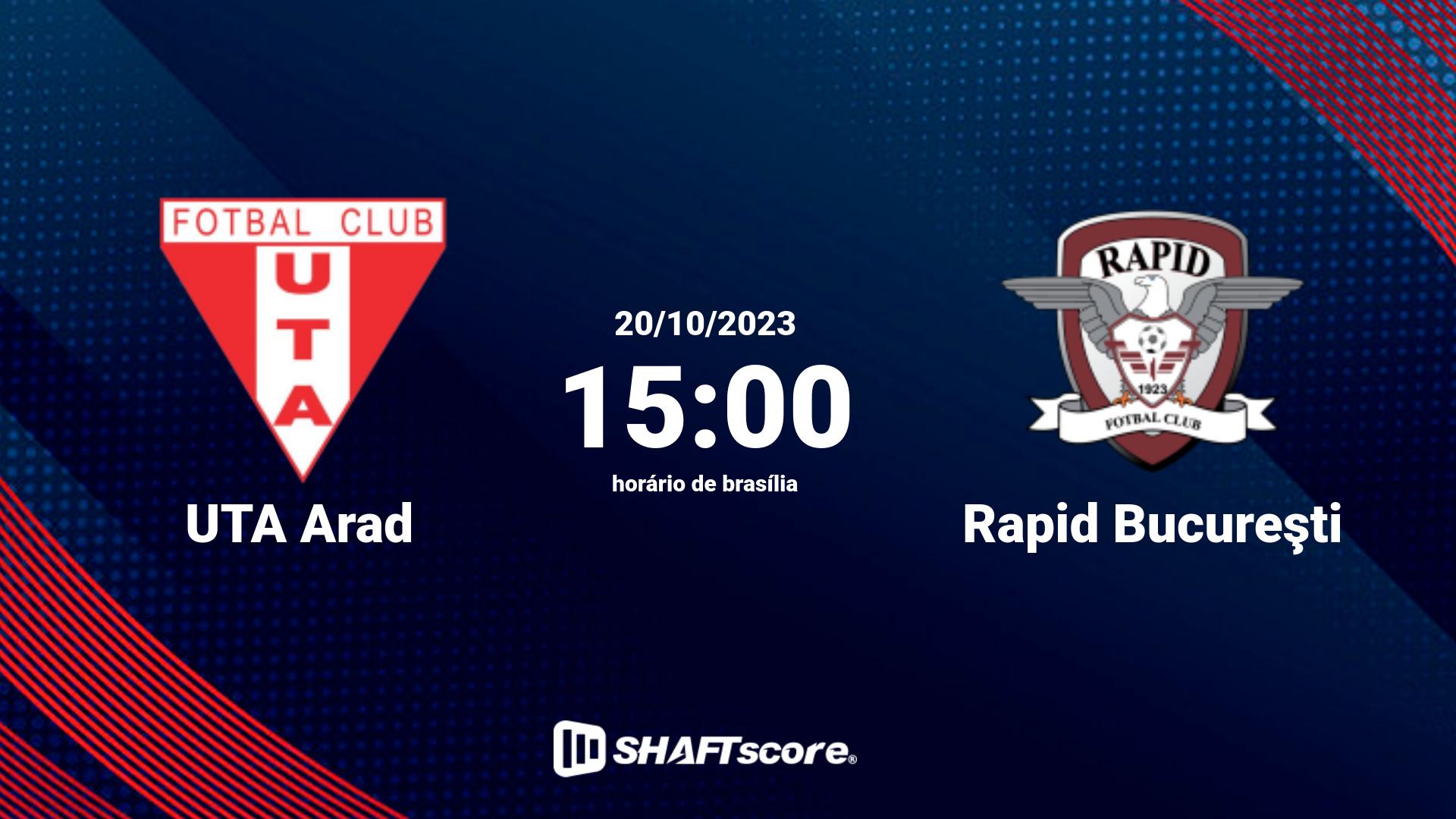 Estatísticas do jogo UTA Arad vs Rapid Bucureşti 20.10 15:00