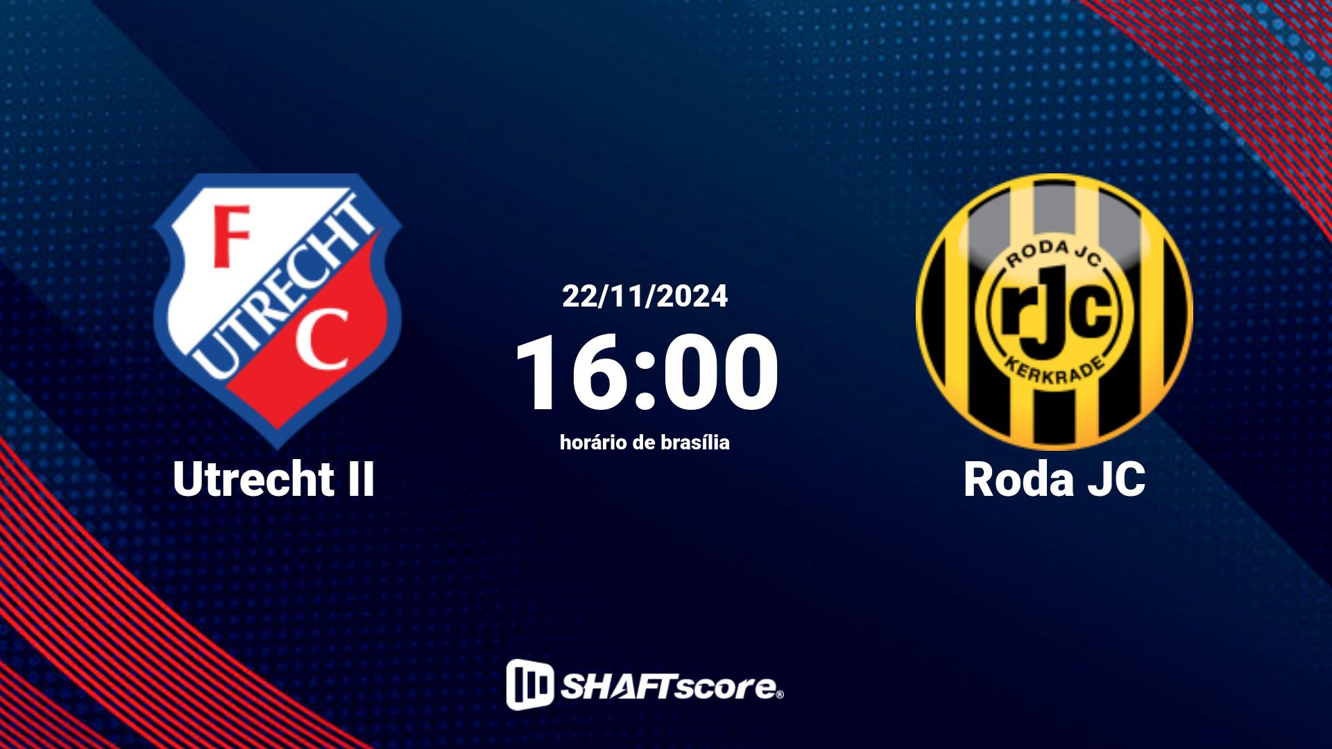 Estatísticas do jogo Utrecht II vs Roda JC 22.11 16:00