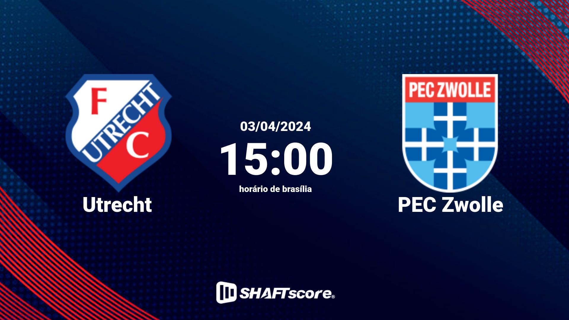 Estatísticas do jogo Utrecht vs PEC Zwolle 03.04 15:00