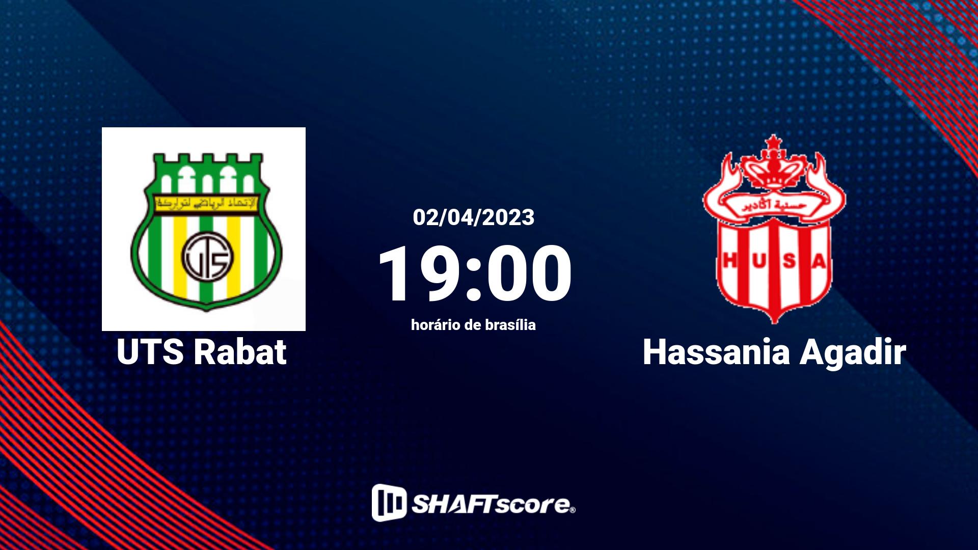 Estatísticas do jogo UTS Rabat vs Hassania Agadir 02.04 19:00