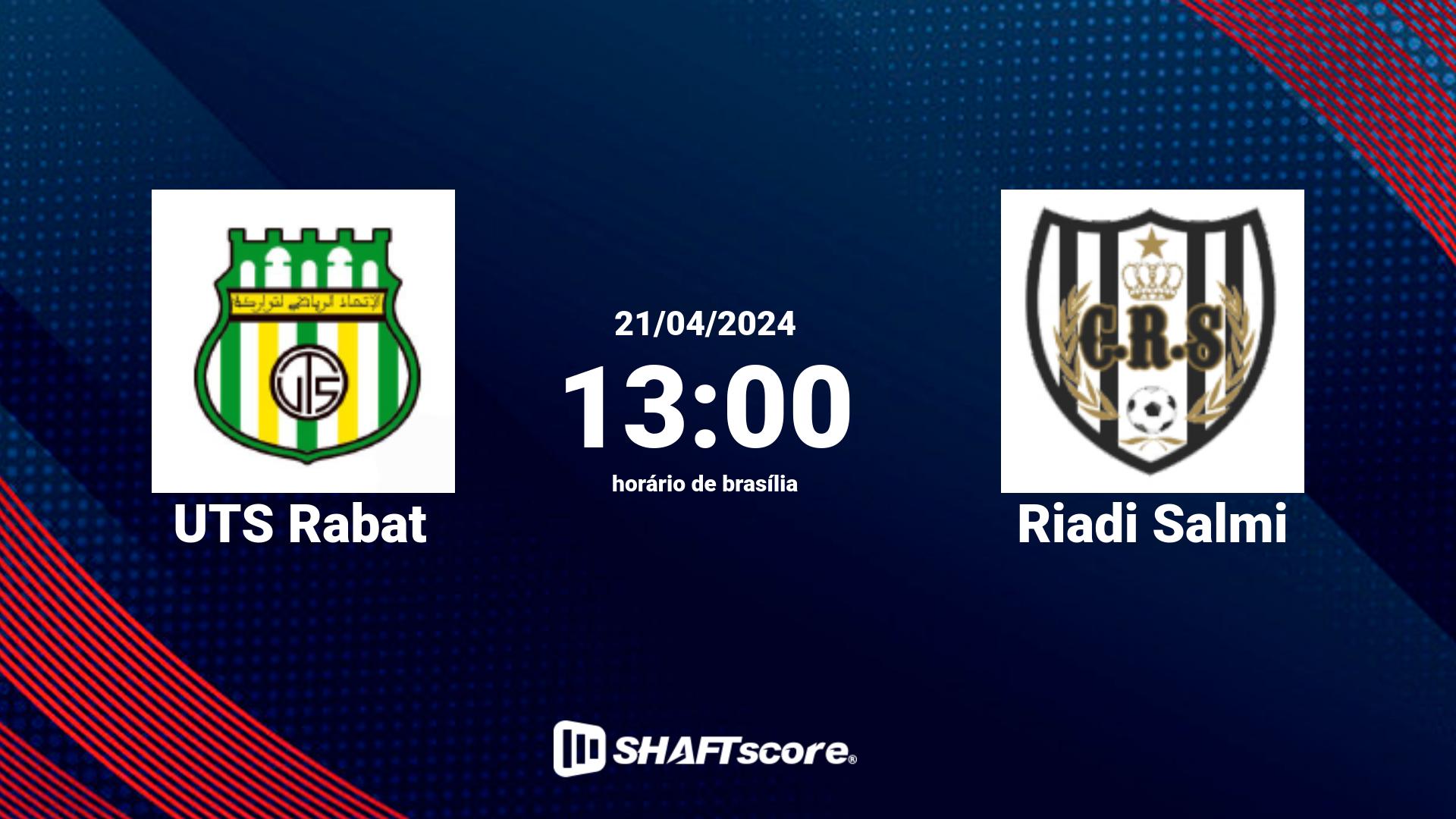 Estatísticas do jogo UTS Rabat vs Riadi Salmi 21.04 13:00