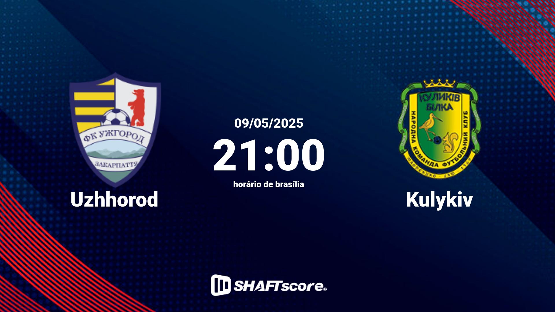 Estatísticas do jogo Uzhhorod vs Kulykiv 09.05 21:00