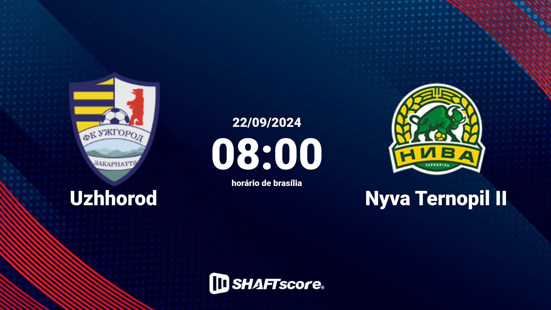 Estatísticas do jogo Uzhhorod vs Nyva Ternopil II 22.09 08:00