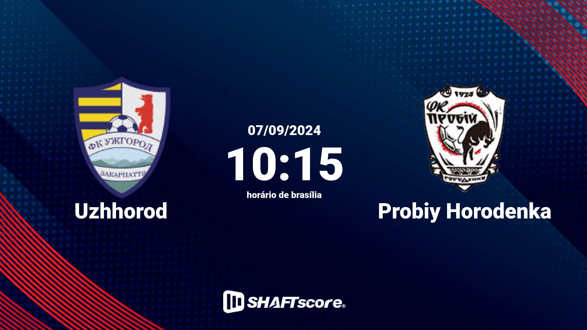 Estatísticas do jogo Uzhhorod vs Probiy Horodenka 07.09 10:15