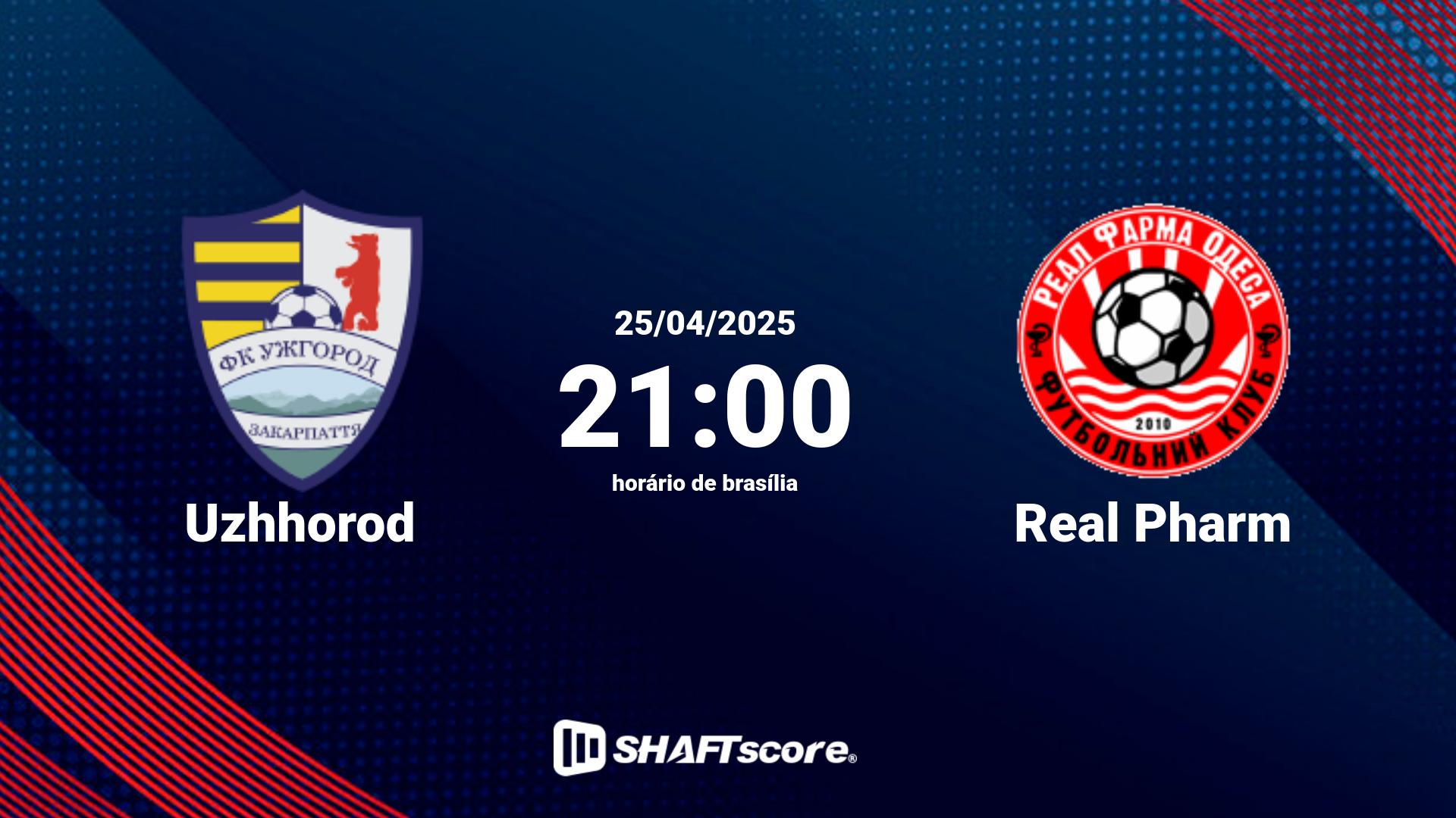 Estatísticas do jogo Uzhhorod vs Real Pharm 25.04 21:00