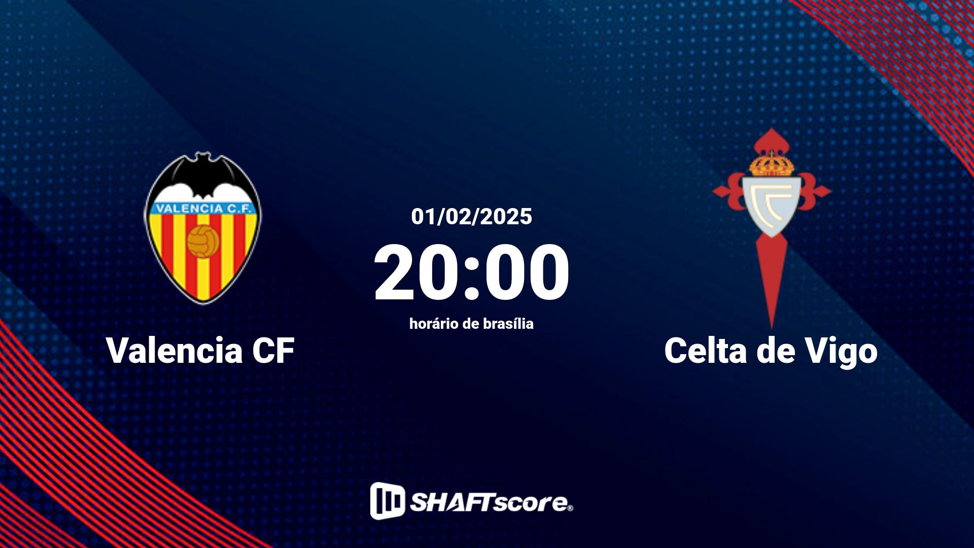 Estatísticas do jogo Valencia CF vs Celta de Vigo 01.02 20:00