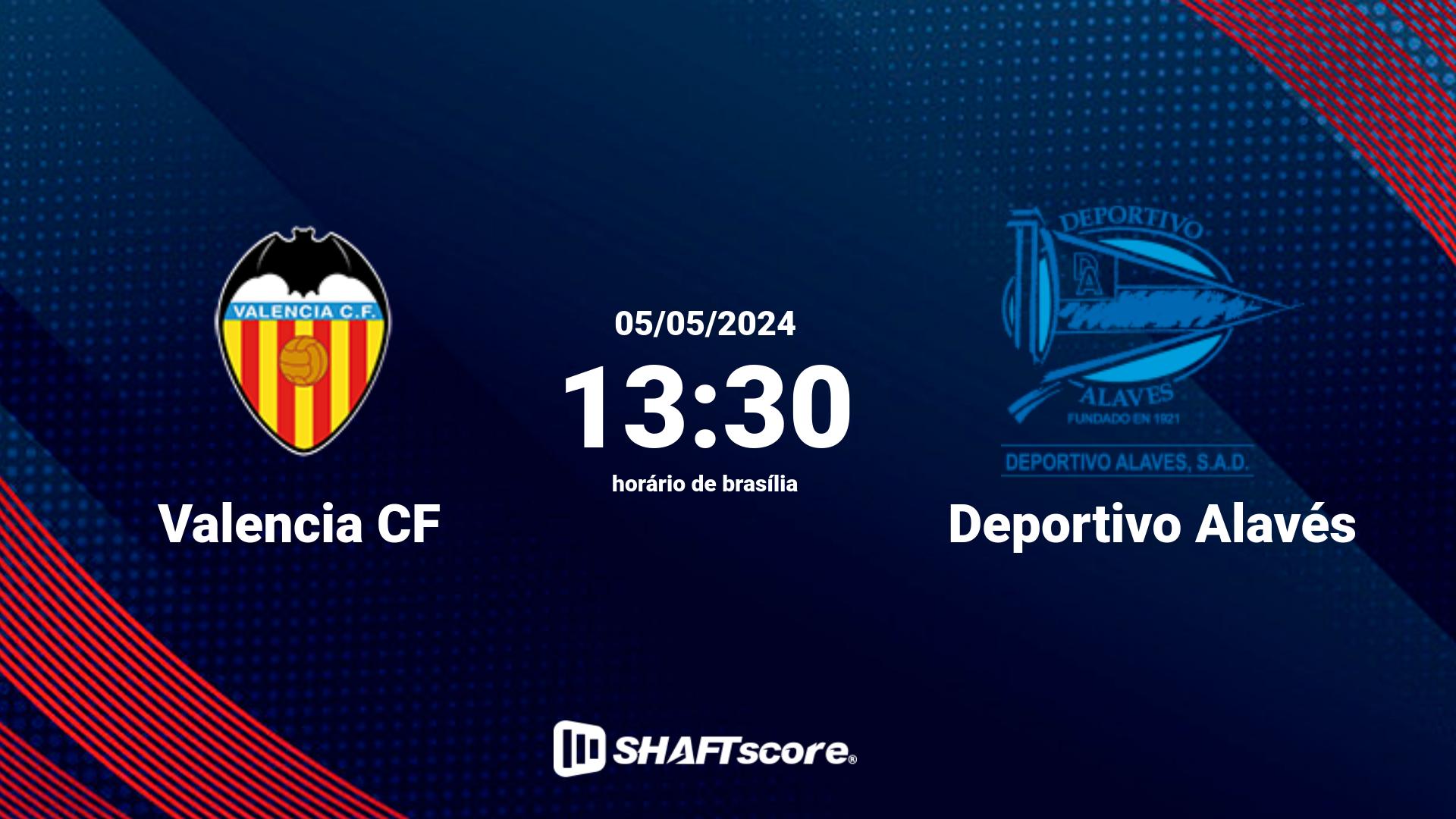 Estatísticas do jogo Valencia CF vs Deportivo Alavés 05.05 13:30