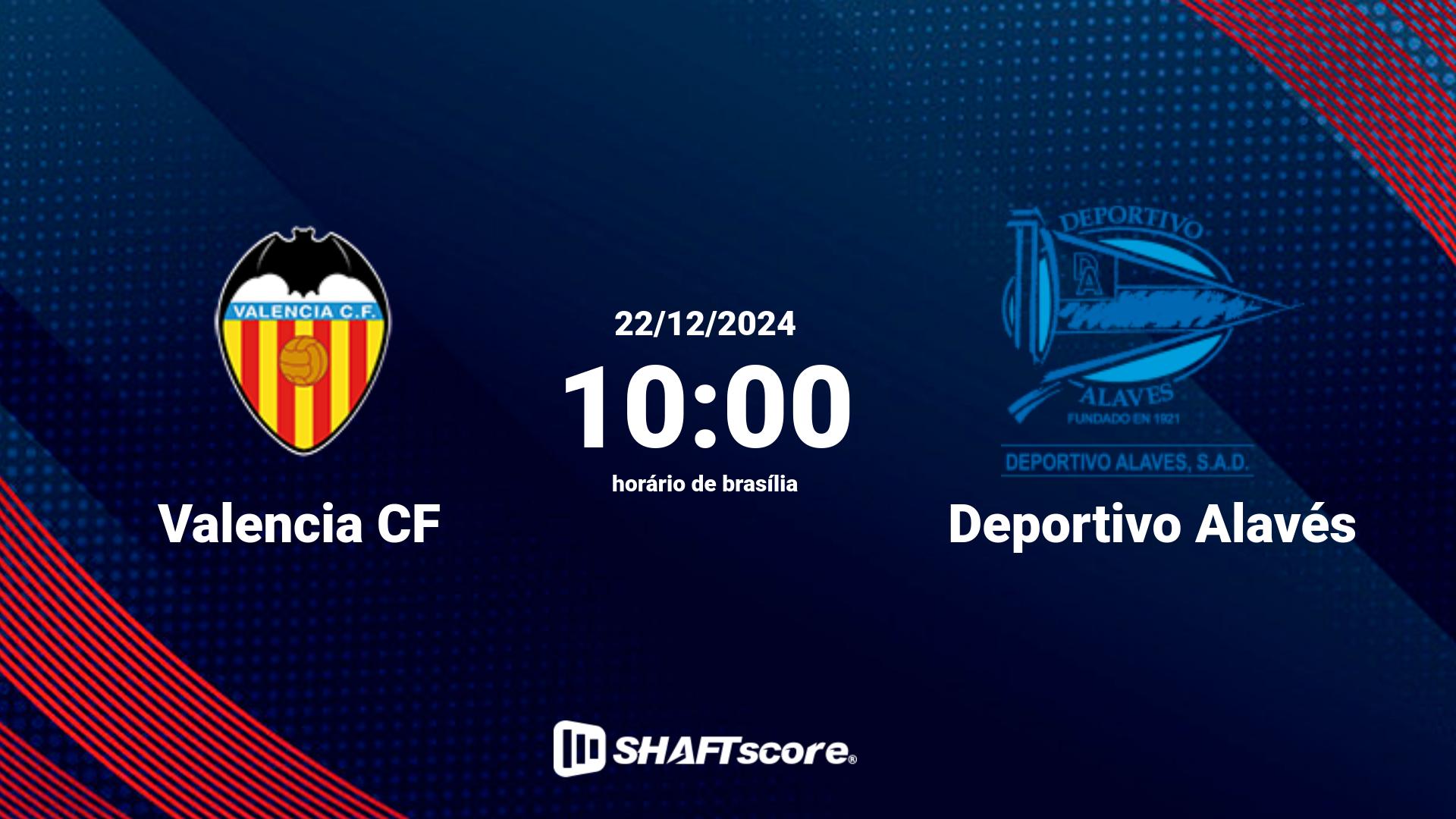 Estatísticas do jogo Valencia CF vs Deportivo Alavés 22.12 10:00