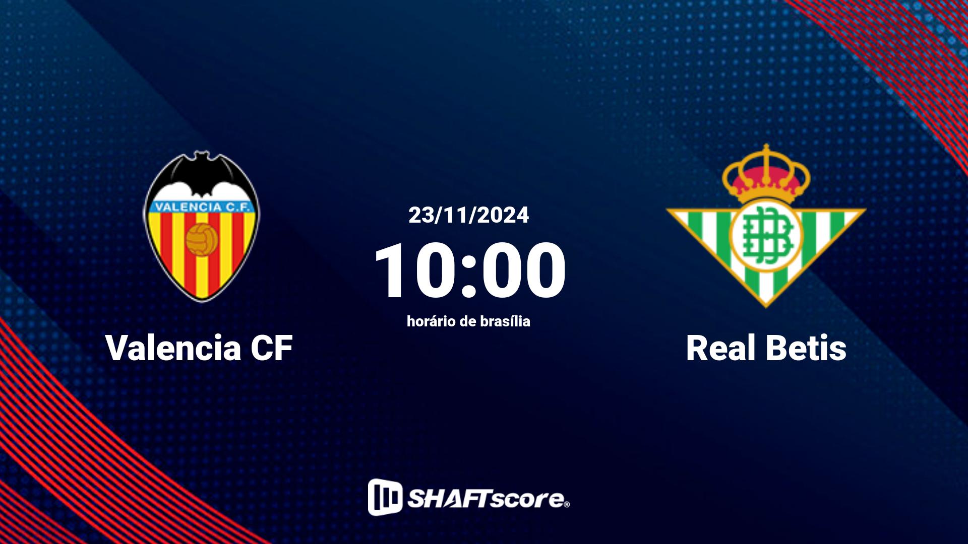 Estatísticas do jogo Valencia CF vs Real Betis 23.11 10:00