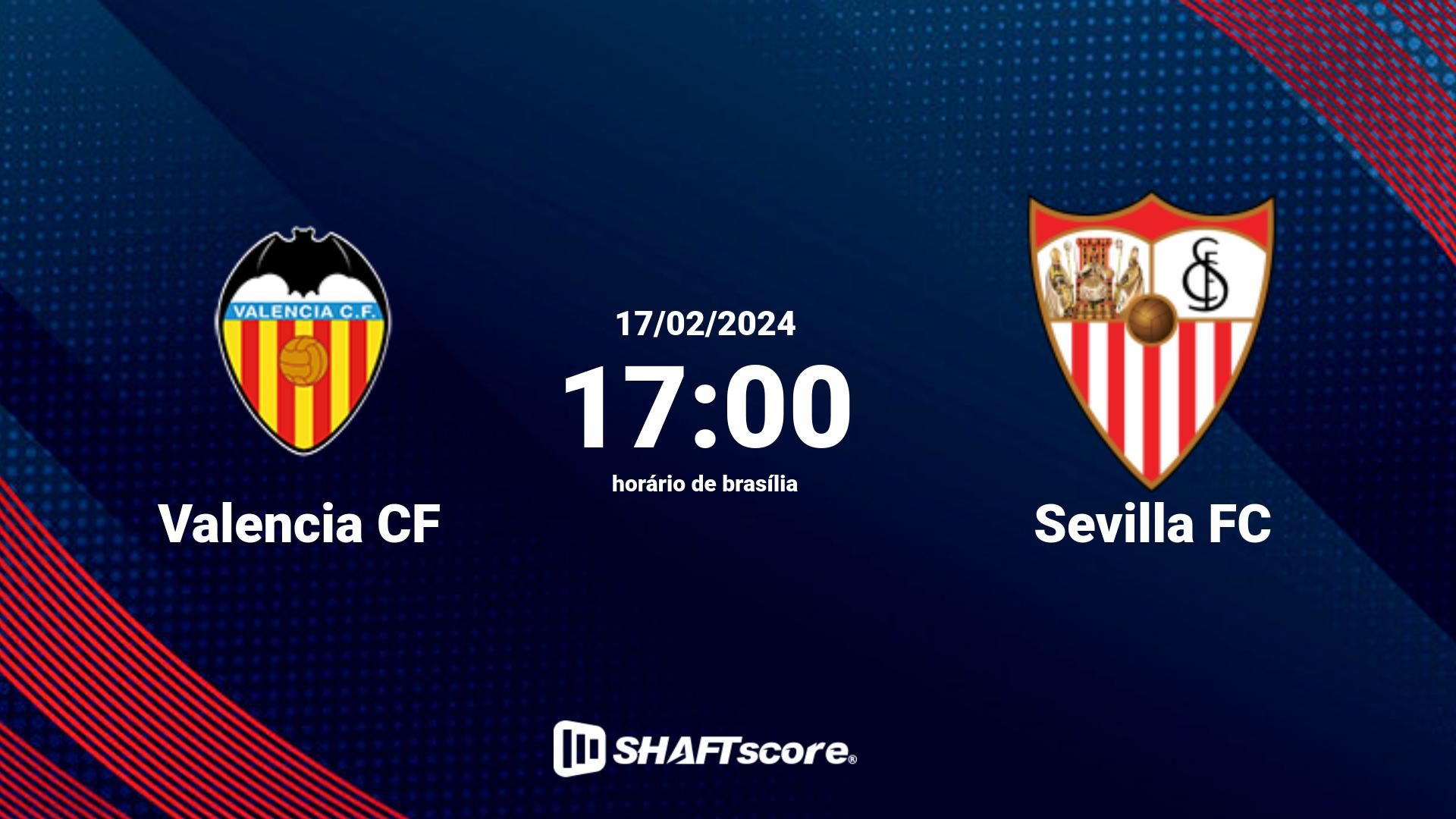 Estatísticas do jogo Valencia CF vs Sevilla FC 17.02 17:00