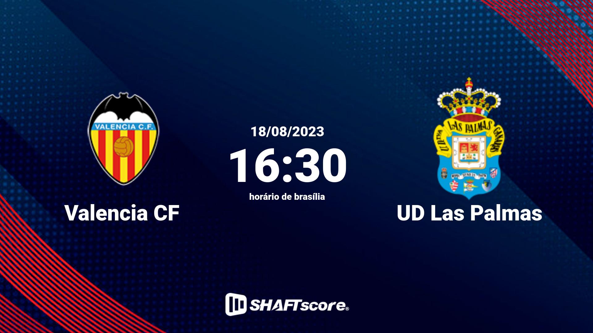 Estatísticas do jogo Valencia CF vs UD Las Palmas 18.08 16:30