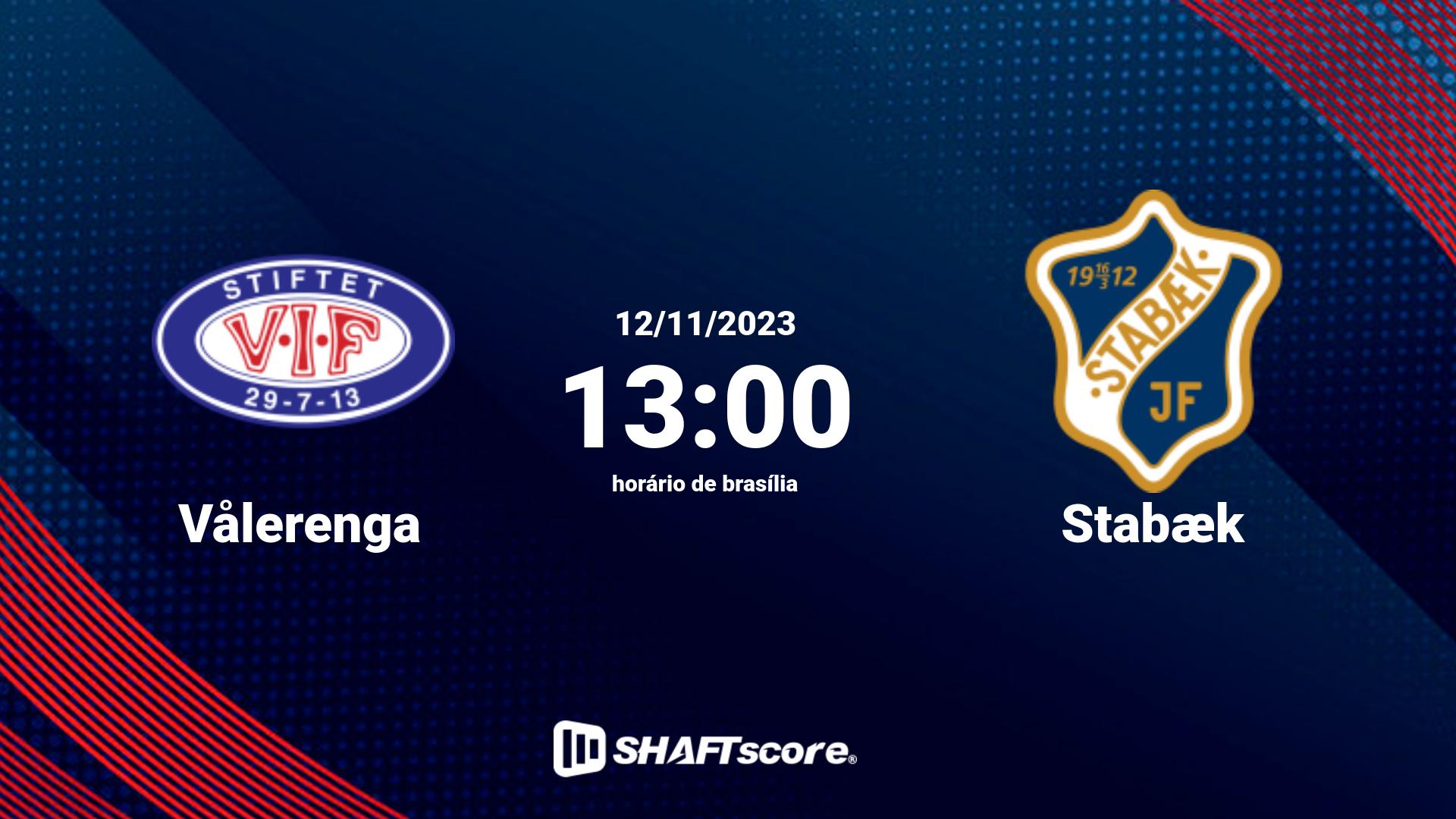 Estatísticas do jogo Vålerenga vs Stabæk 12.11 13:00