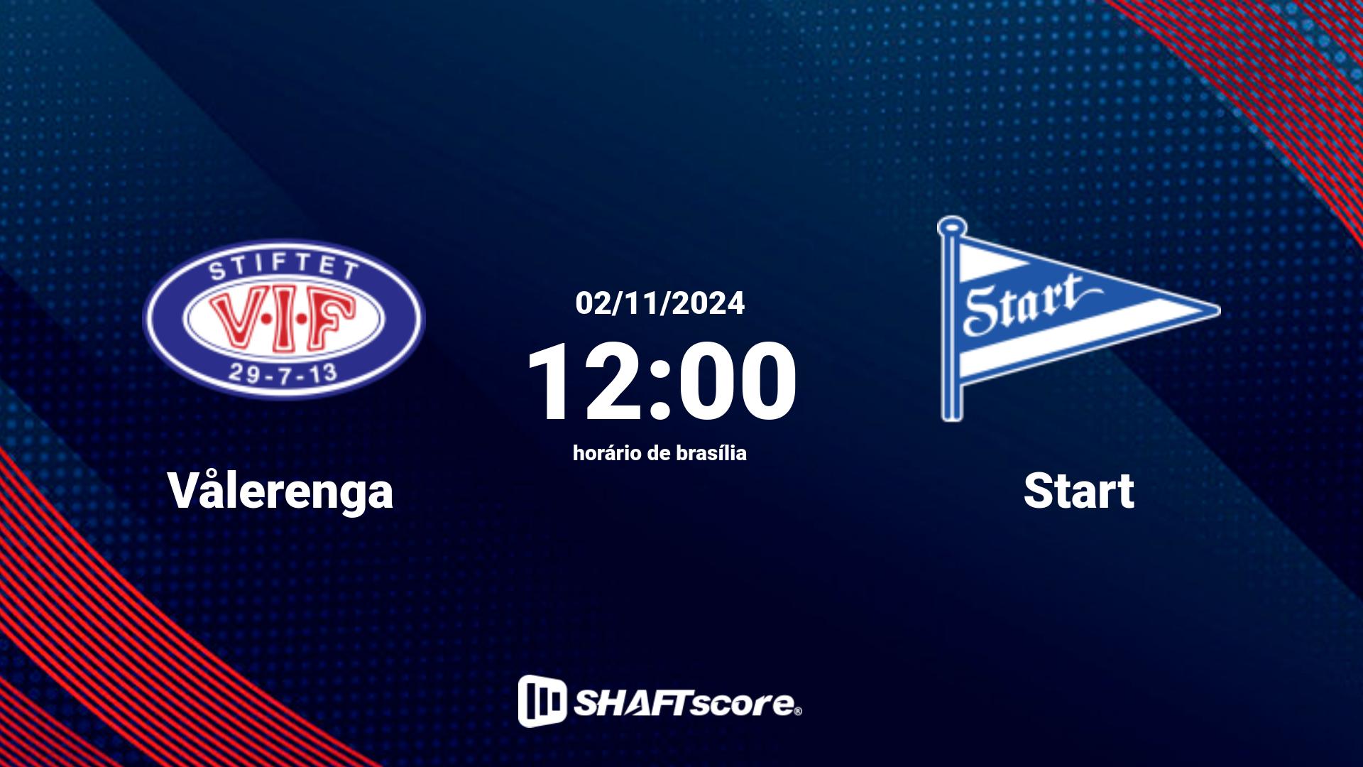 Estatísticas do jogo Vålerenga vs Start 02.11 12:00