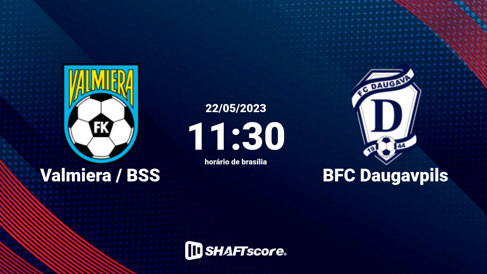 Estatísticas do jogo Valmiera / BSS vs BFC Daugavpils 22.05 11:30