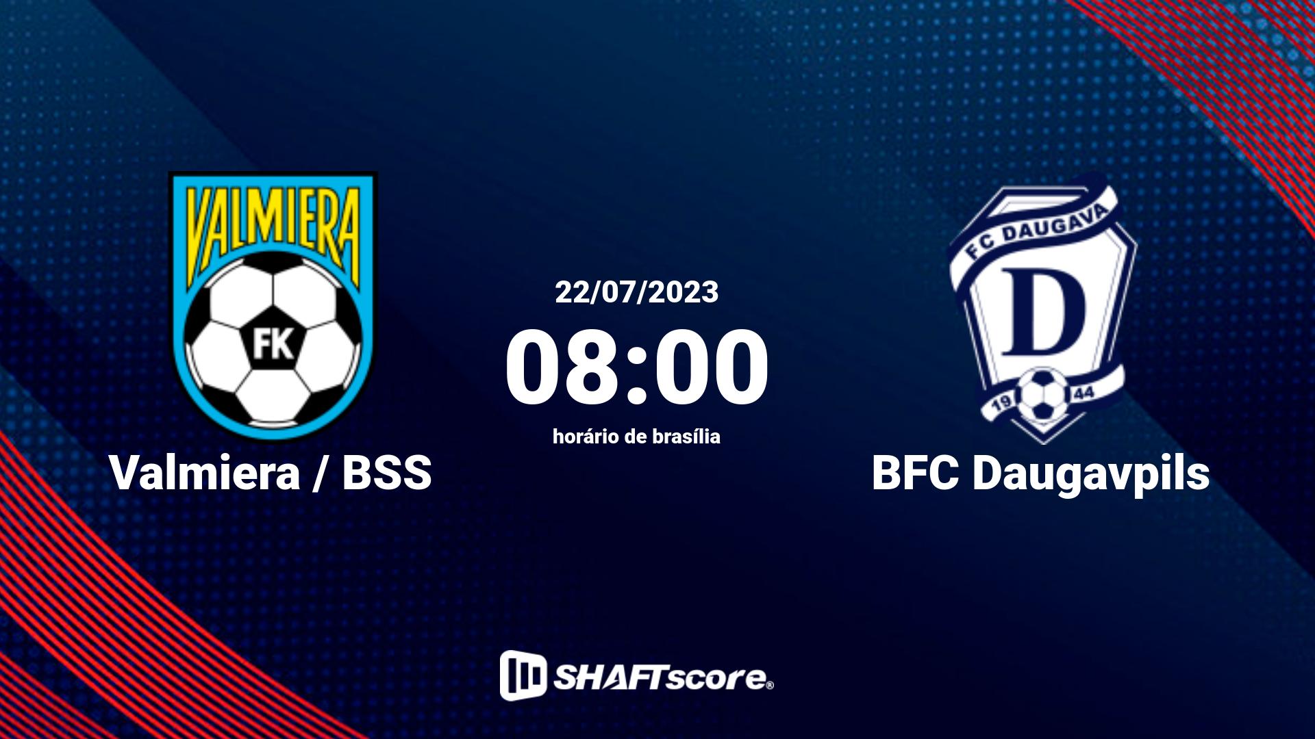 Estatísticas do jogo Valmiera / BSS vs BFC Daugavpils 22.07 08:00