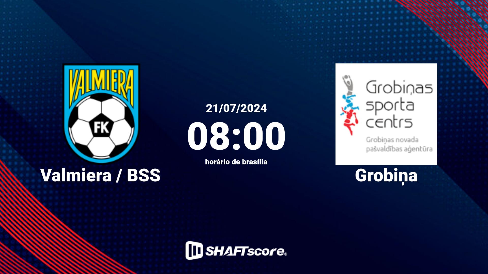 Estatísticas do jogo Valmiera / BSS vs Grobiņa 21.07 08:00