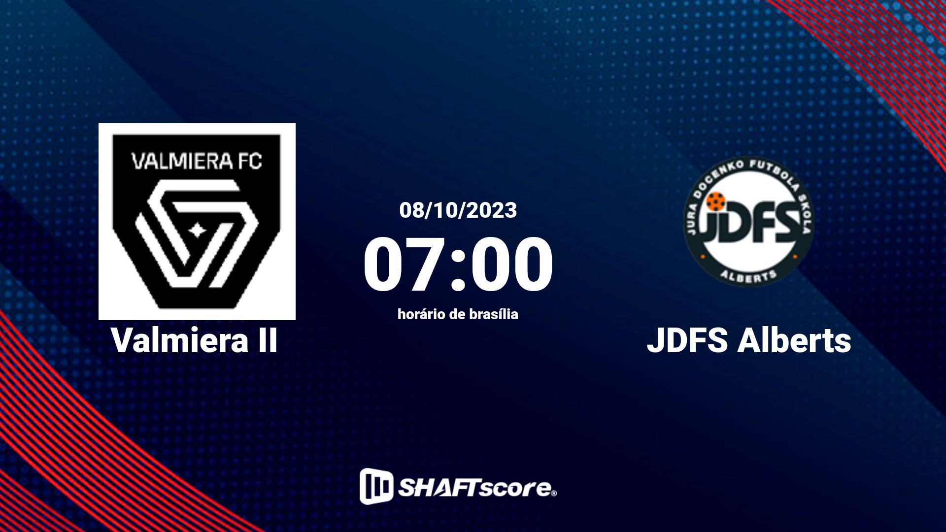 Estatísticas do jogo Valmiera II vs JDFS Alberts 08.10 07:00