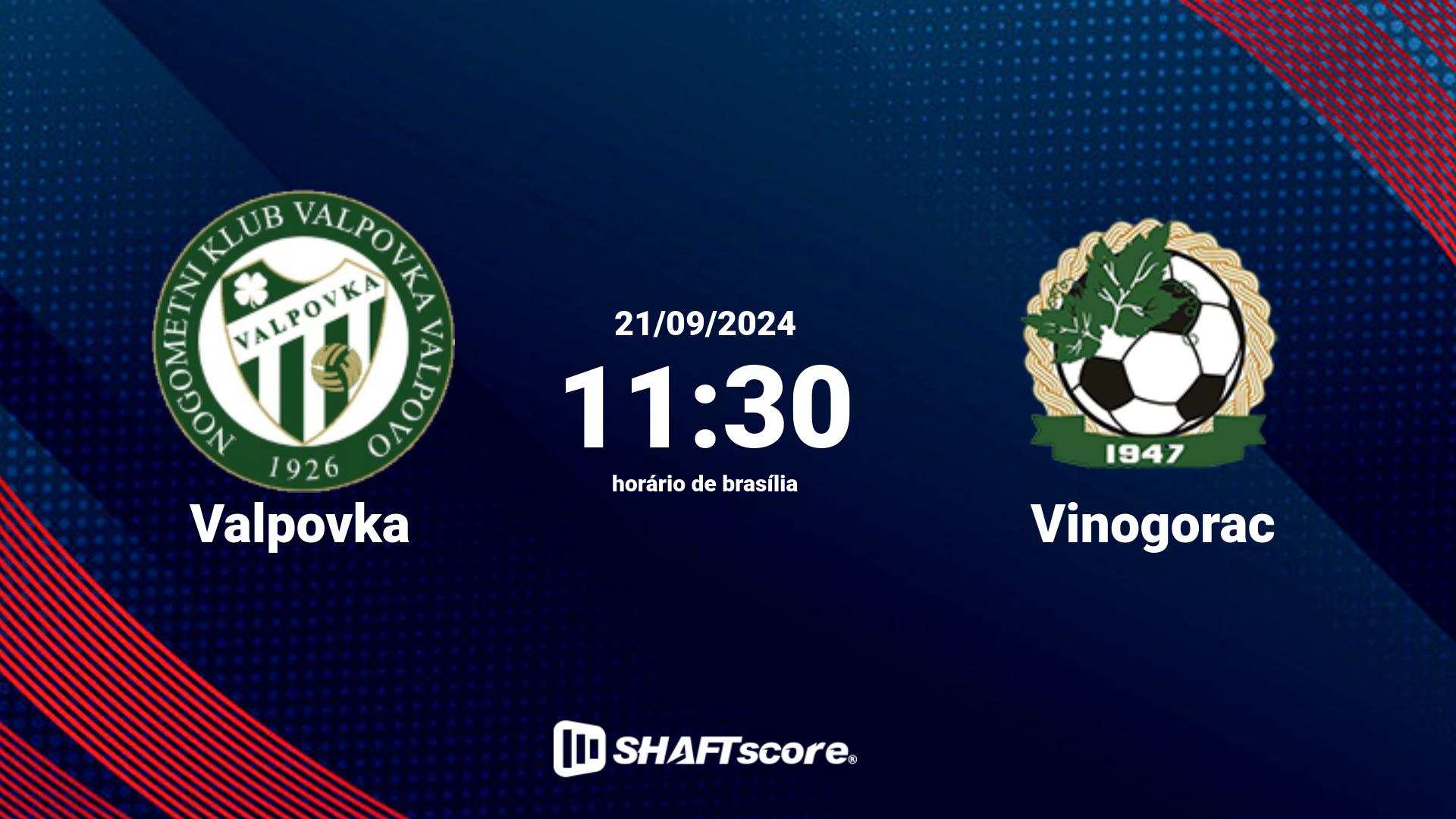 Estatísticas do jogo Valpovka vs Vinogorac 21.09 11:30