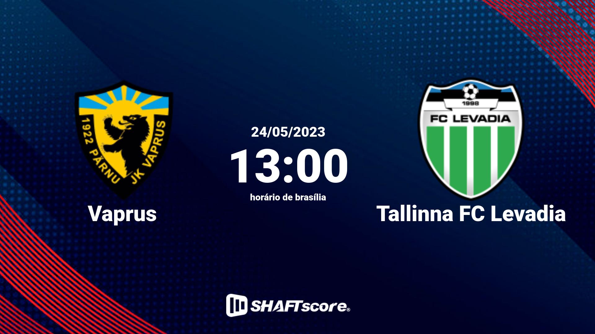 Estatísticas do jogo Vaprus vs Tallinna FC Levadia 24.05 13:00