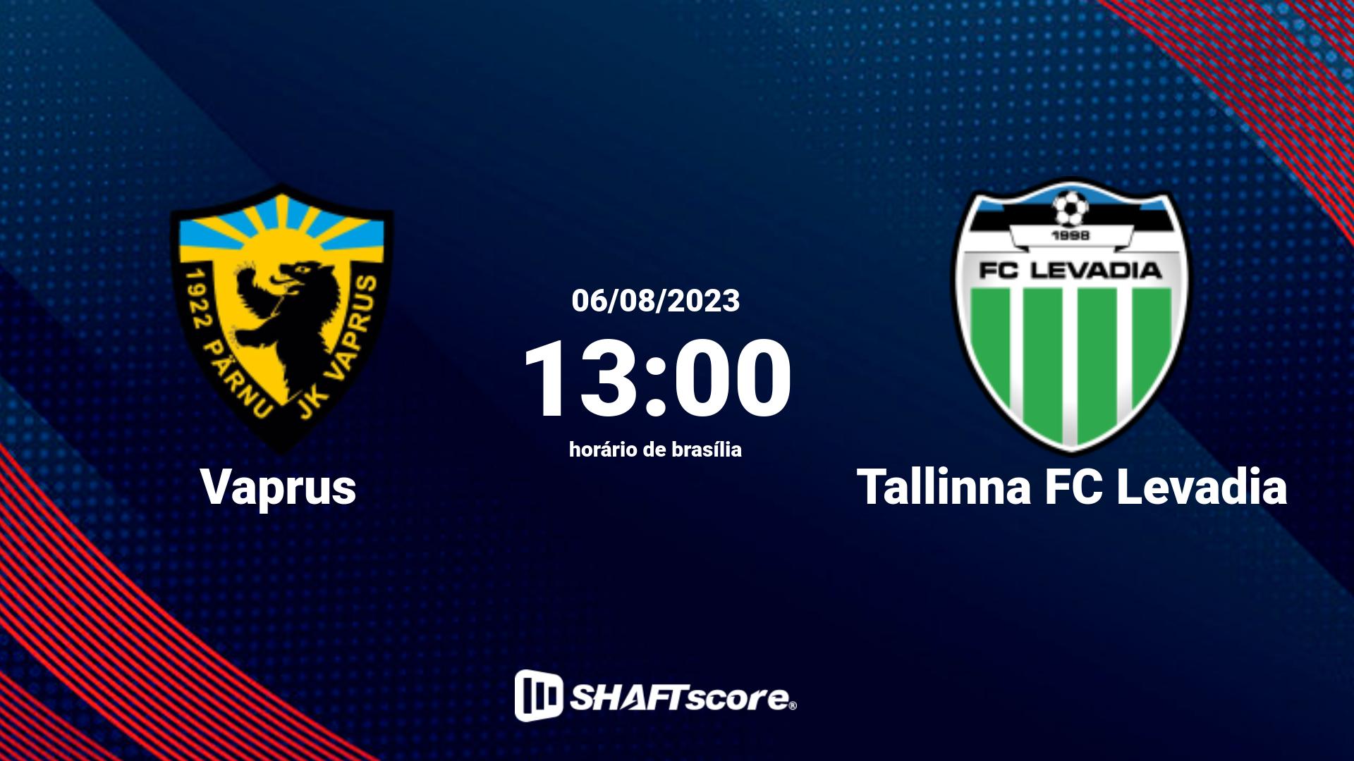 Estatísticas do jogo Vaprus vs Tallinna FC Levadia 06.08 13:00