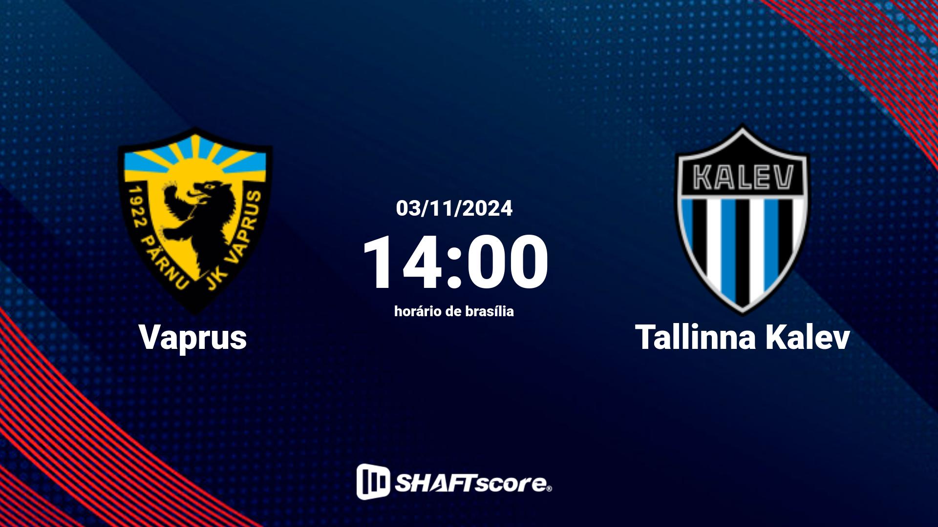 Estatísticas do jogo Vaprus vs Tallinna Kalev 03.11 14:00