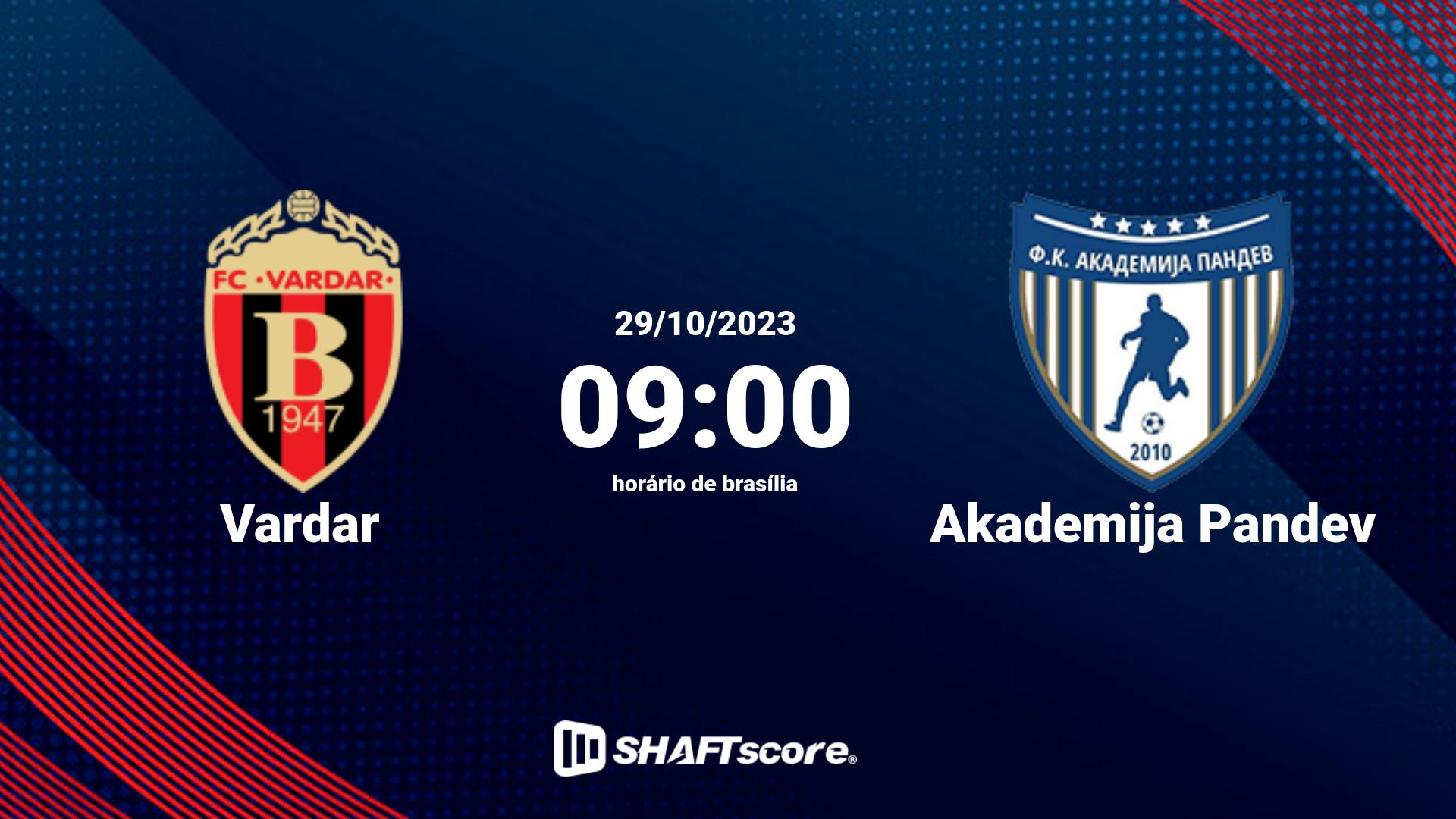 Estatísticas do jogo Vardar vs Akademija Pandev 29.10 09:00