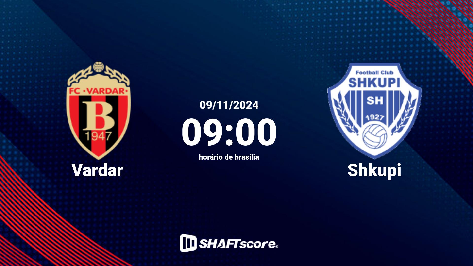 Estatísticas do jogo Vardar vs Shkupi 09.11 09:00