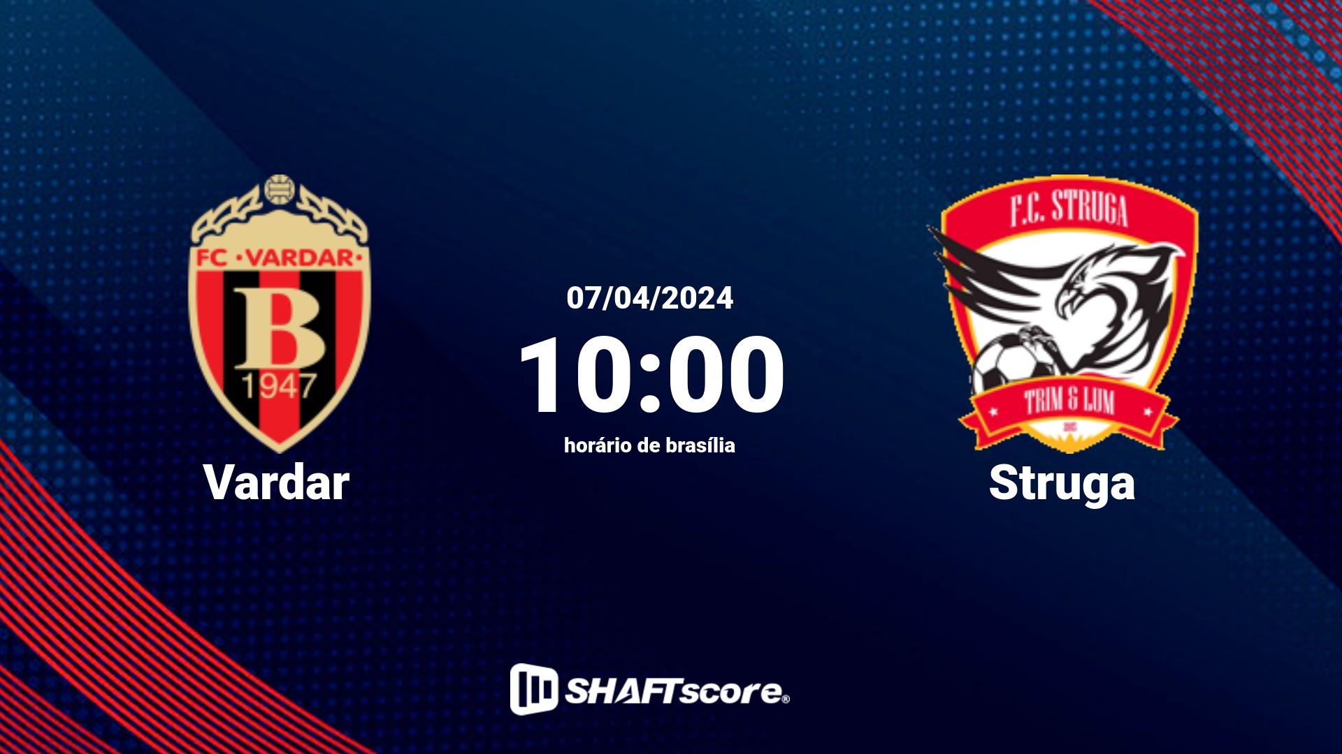 Estatísticas do jogo Vardar vs Struga 07.04 10:00