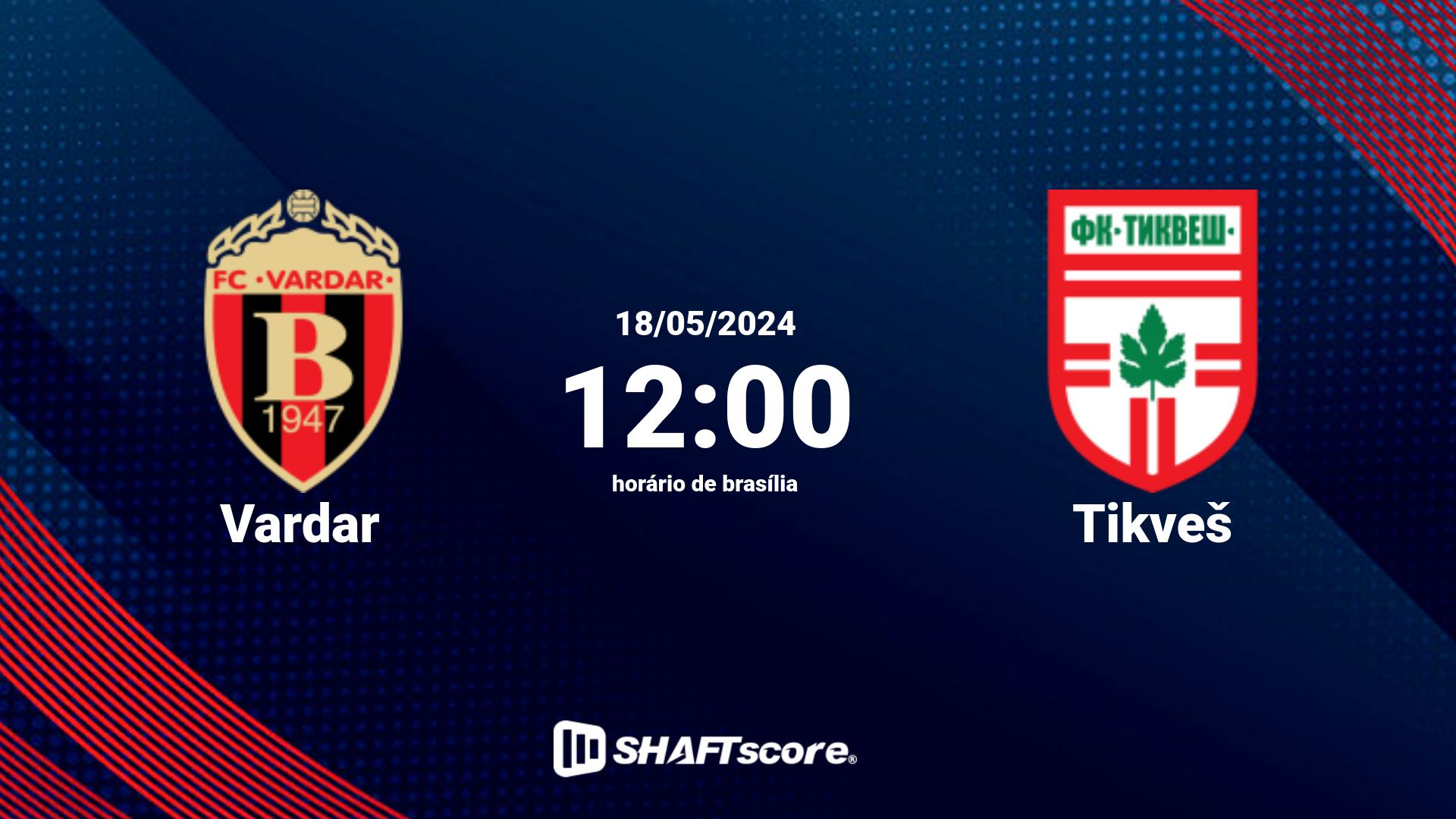 Estatísticas do jogo Vardar vs Tikveš 18.05 12:00