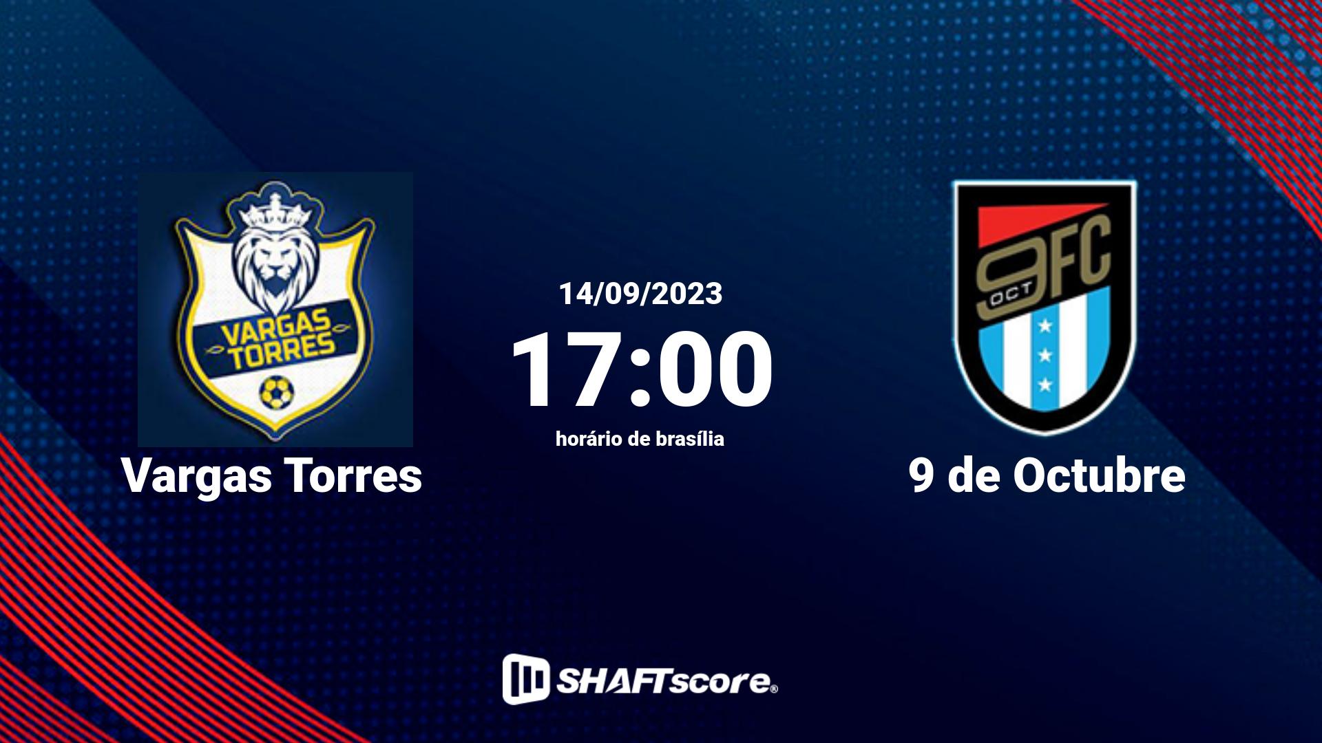 Estatísticas do jogo Vargas Torres vs 9 de Octubre 14.09 17:00